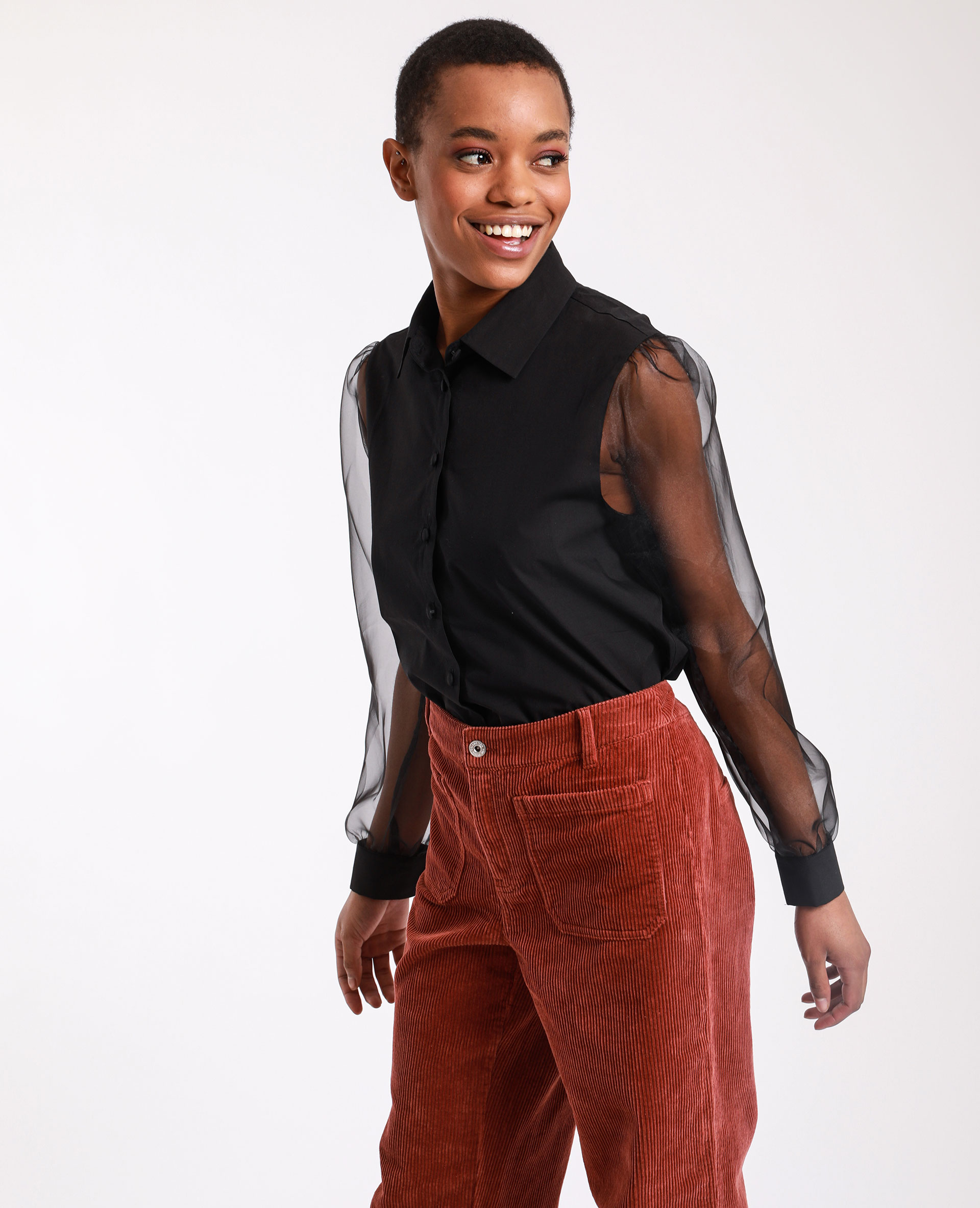 Chemise bi-matière noir - Pimkie