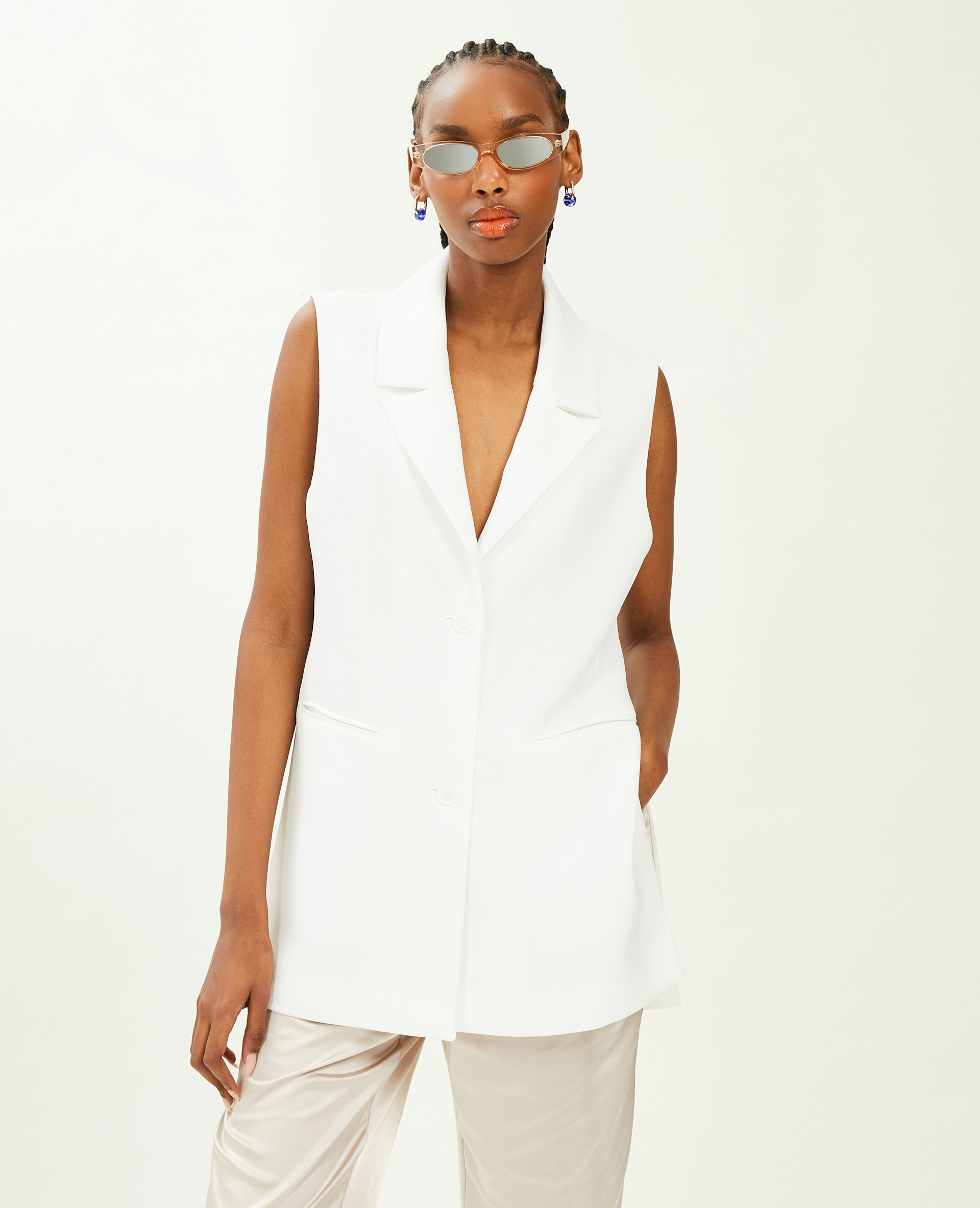 Veste blazer sans manches blanc - Pimkie