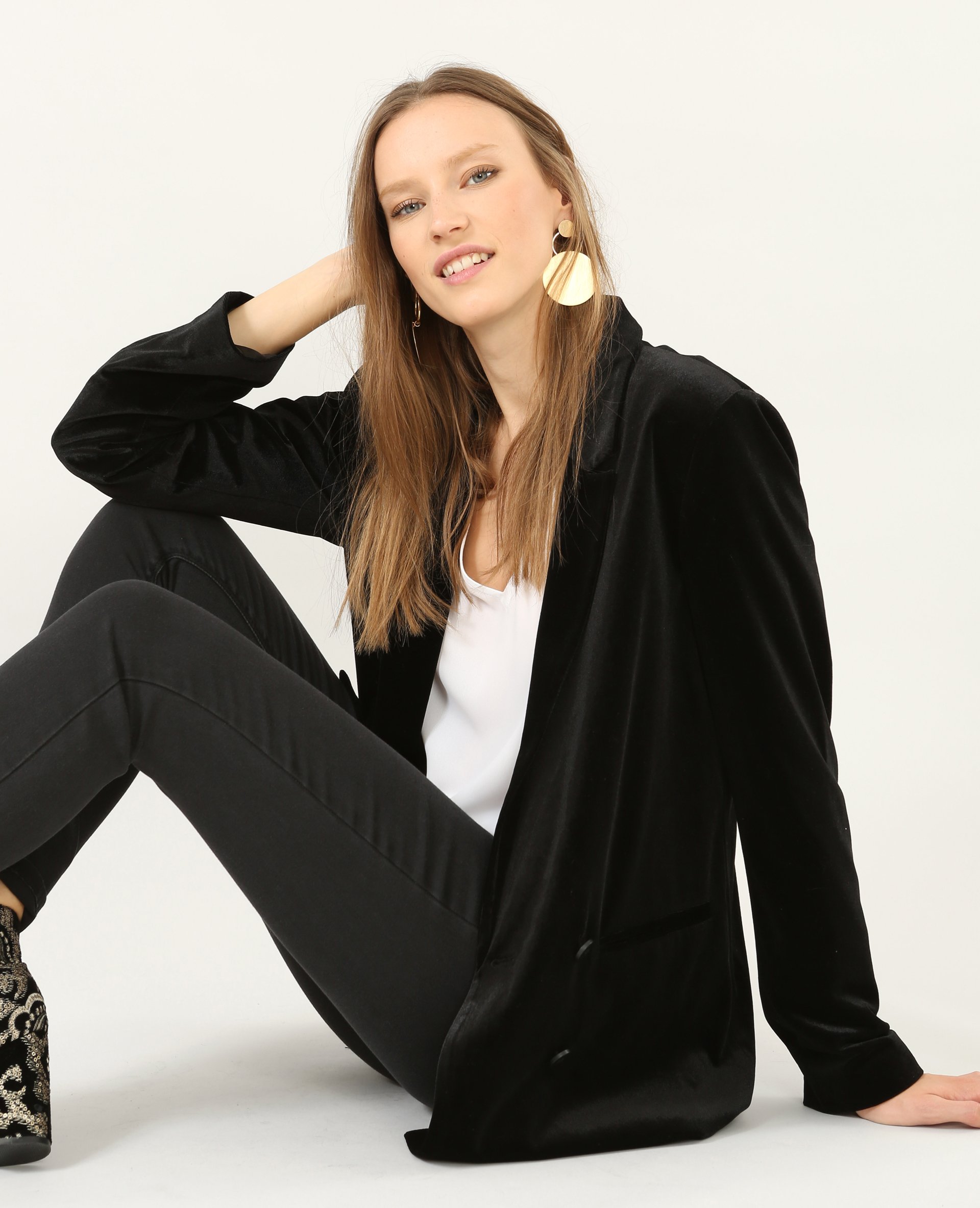Blazer noir shop velours femme