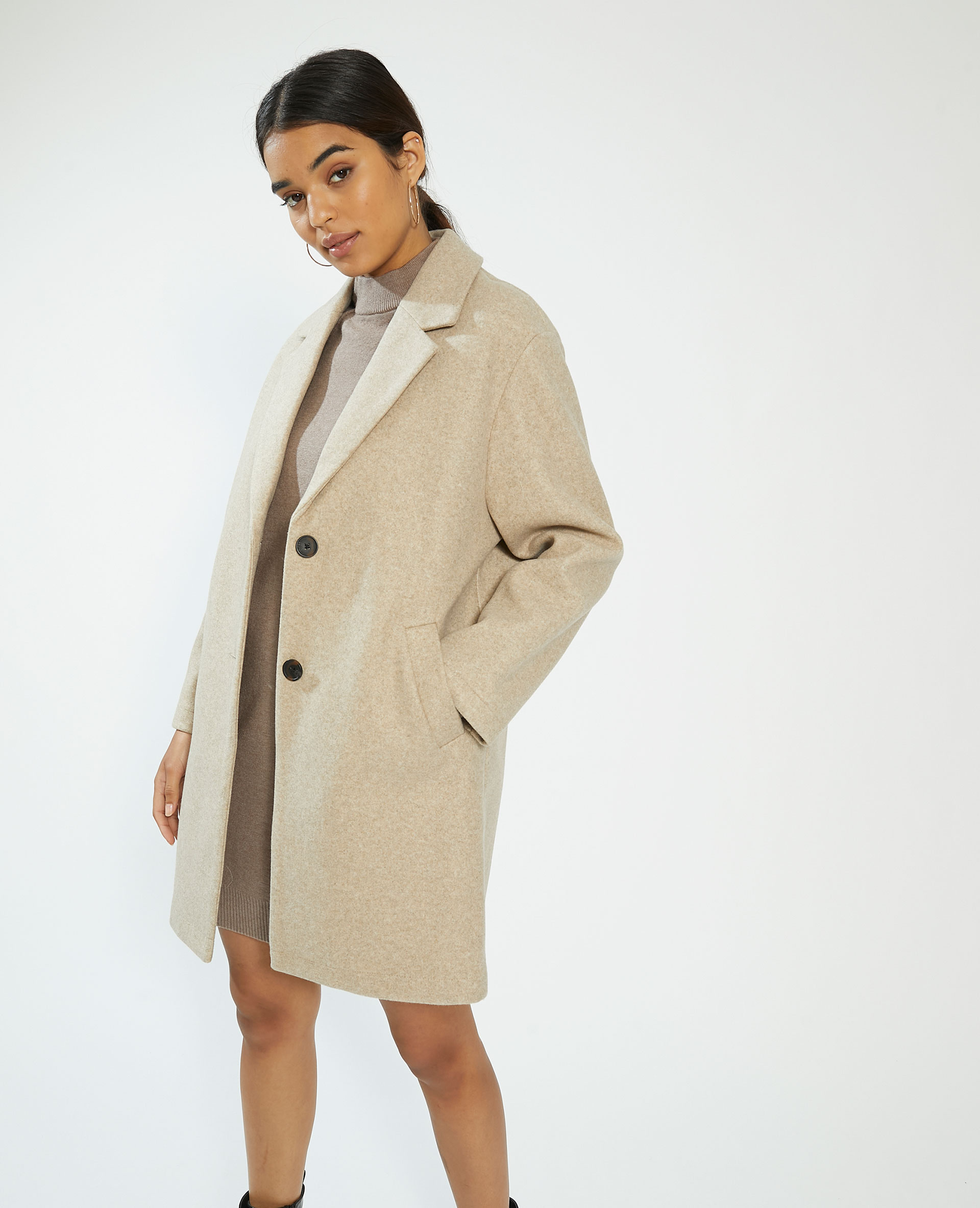 manteau beige blanc