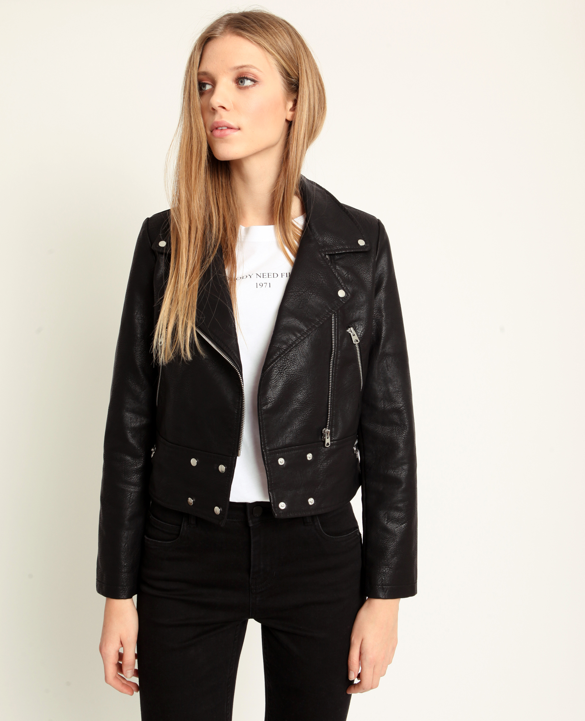 Veste biker en faux cuir Pimkie