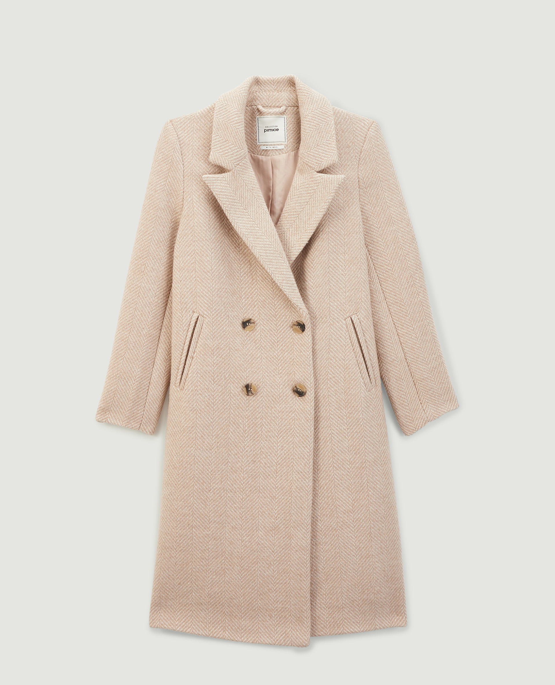 Manteau long motif chevron beige - Pimkie