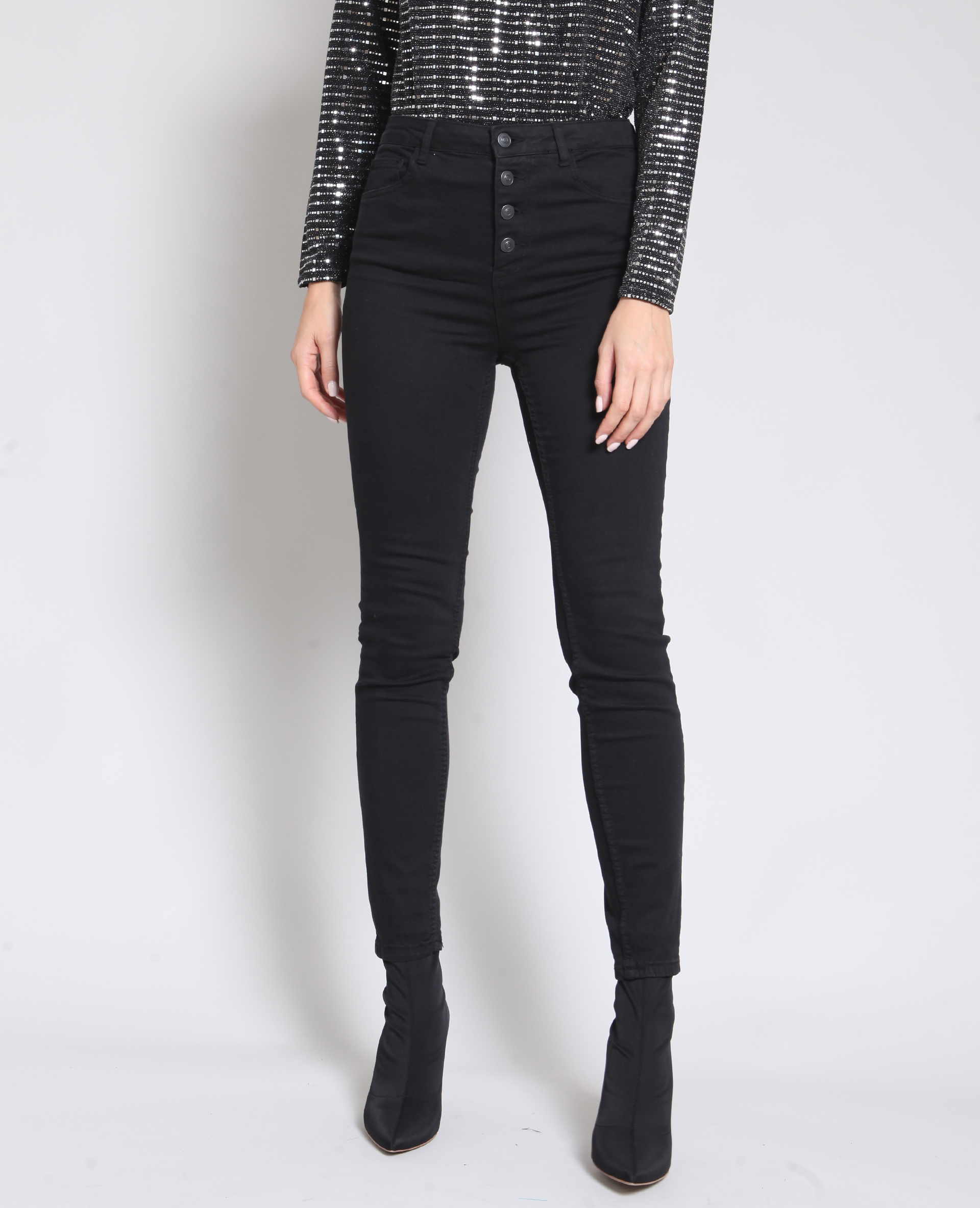 Jean taille haute hotsell avec plusieurs boutons