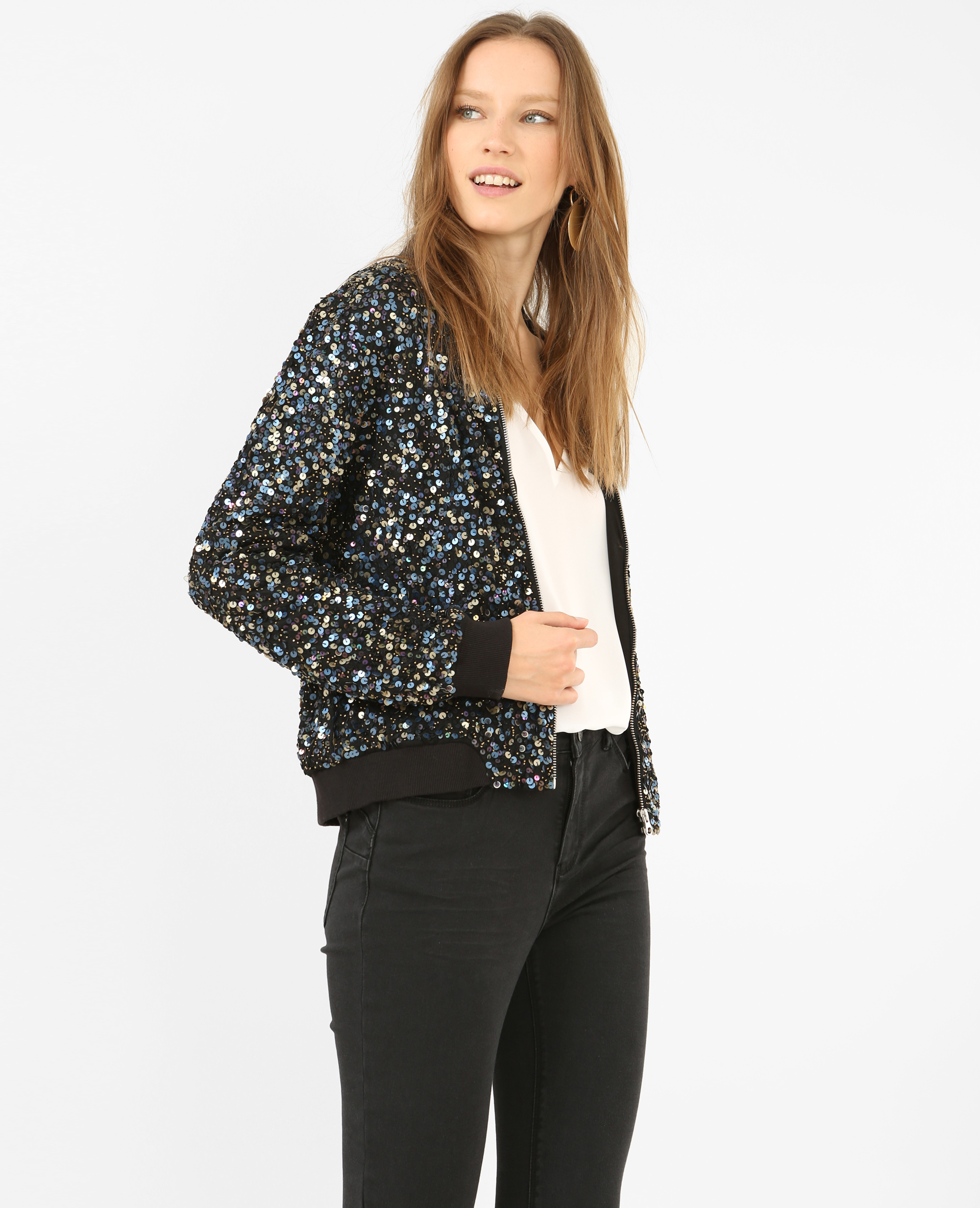Bomber paillettes femme clearance