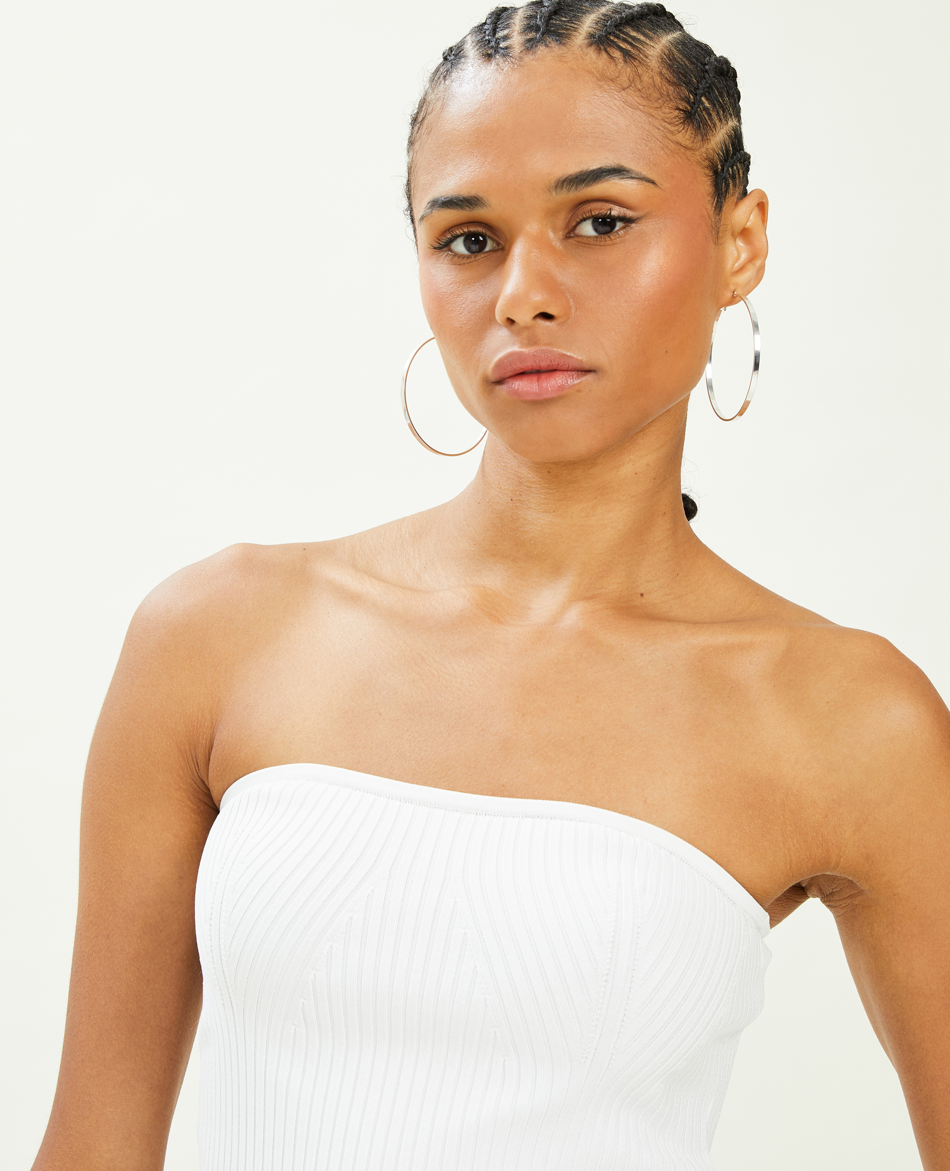 Top bustier en maille côtelée blanc - Pimkie