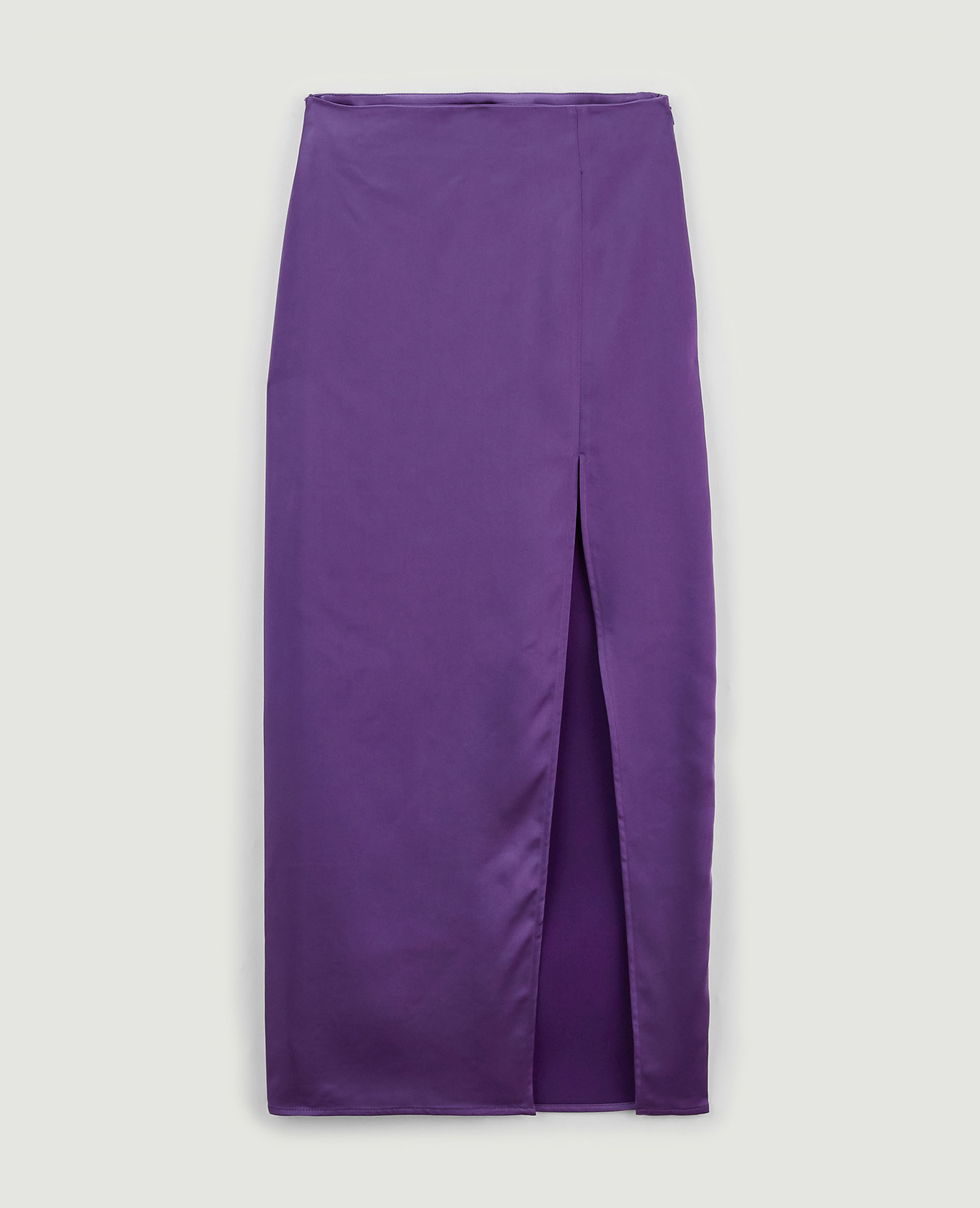 Jupe longue fendue en satin violet - Pimkie