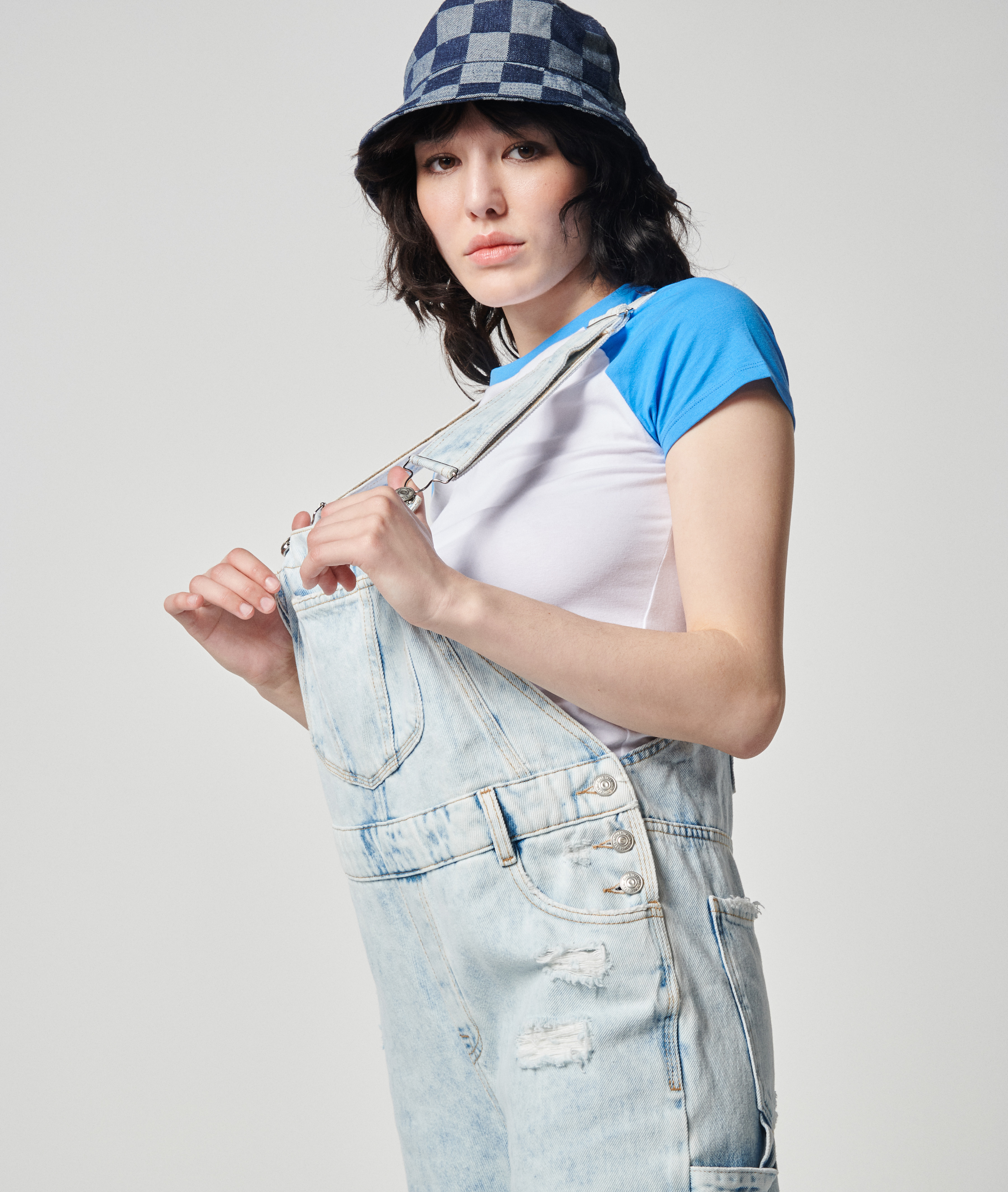 Salopette large et trashée bleu clair - Pimkie