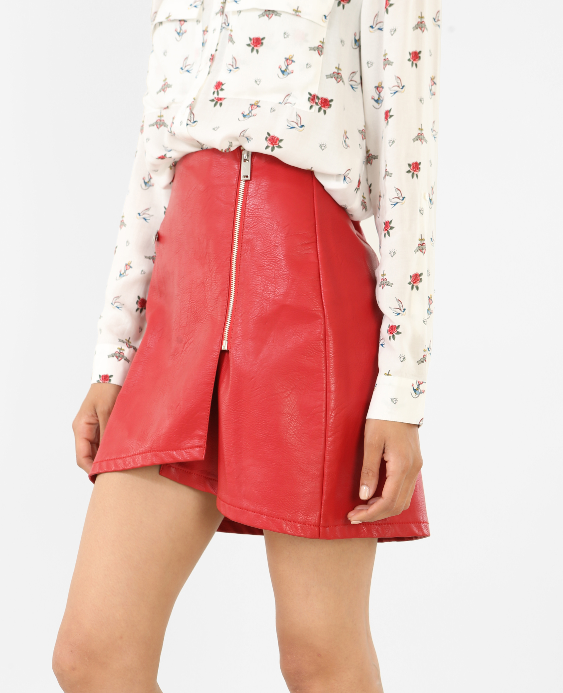 Jupe simili sale rouge