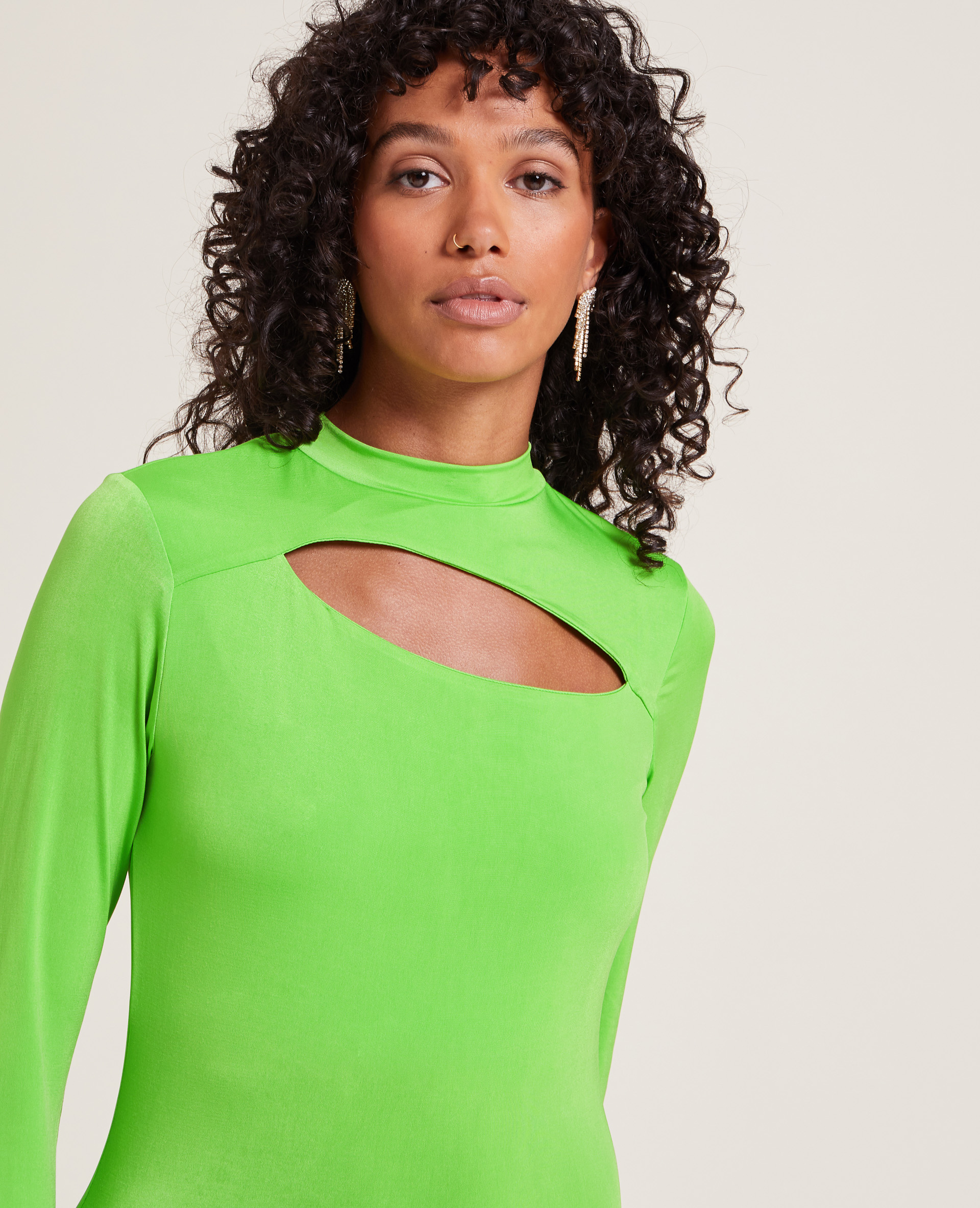 Robe longue avec ouverture devant vert olive - Pimkie