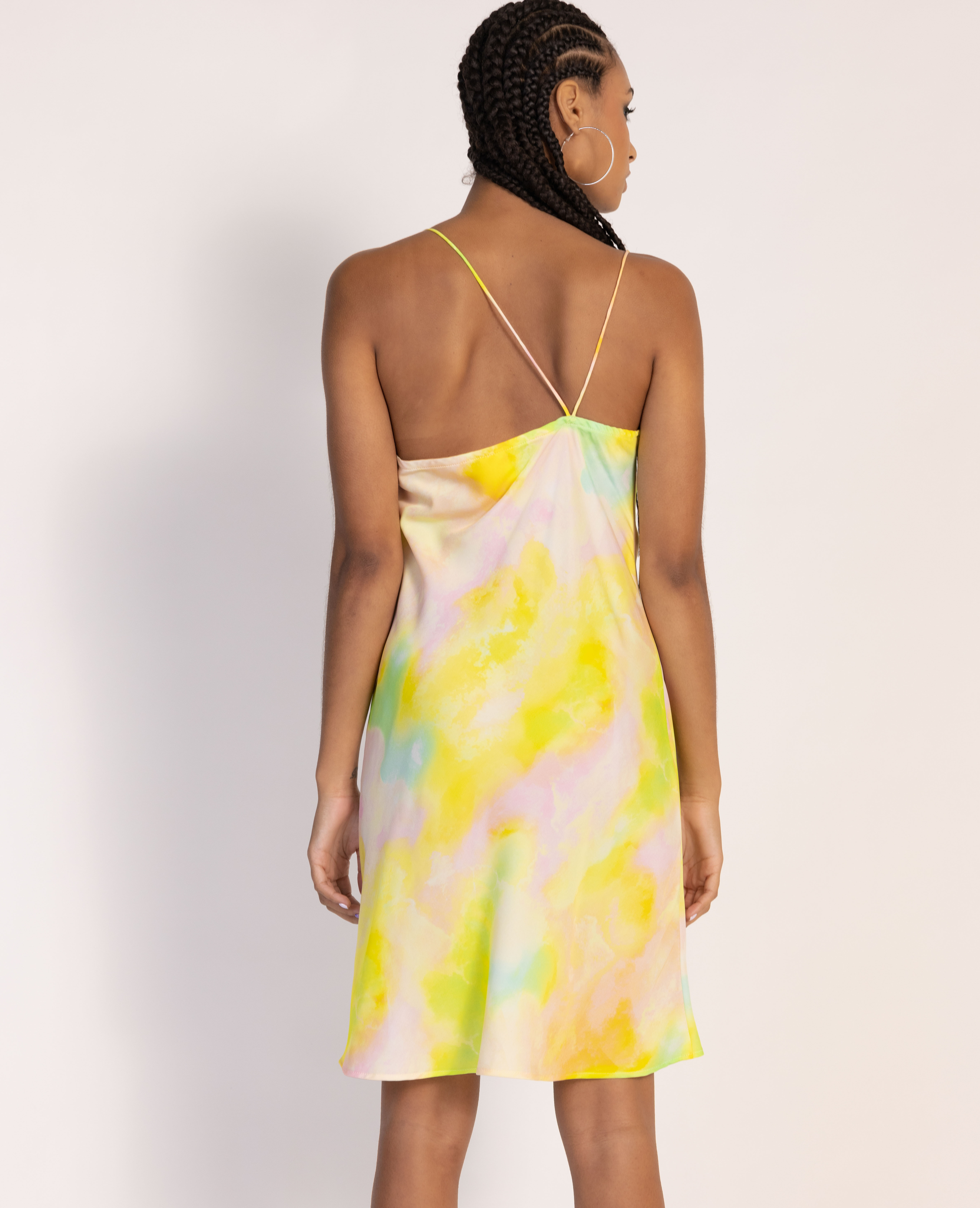 Robe courte asymétrique col bénitier jaune - Pimkie