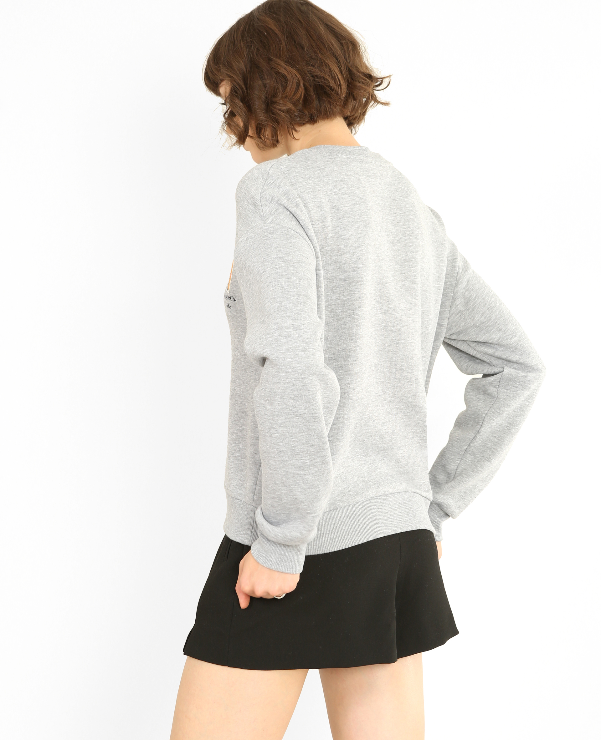 Sweat brodé gris - Pimkie