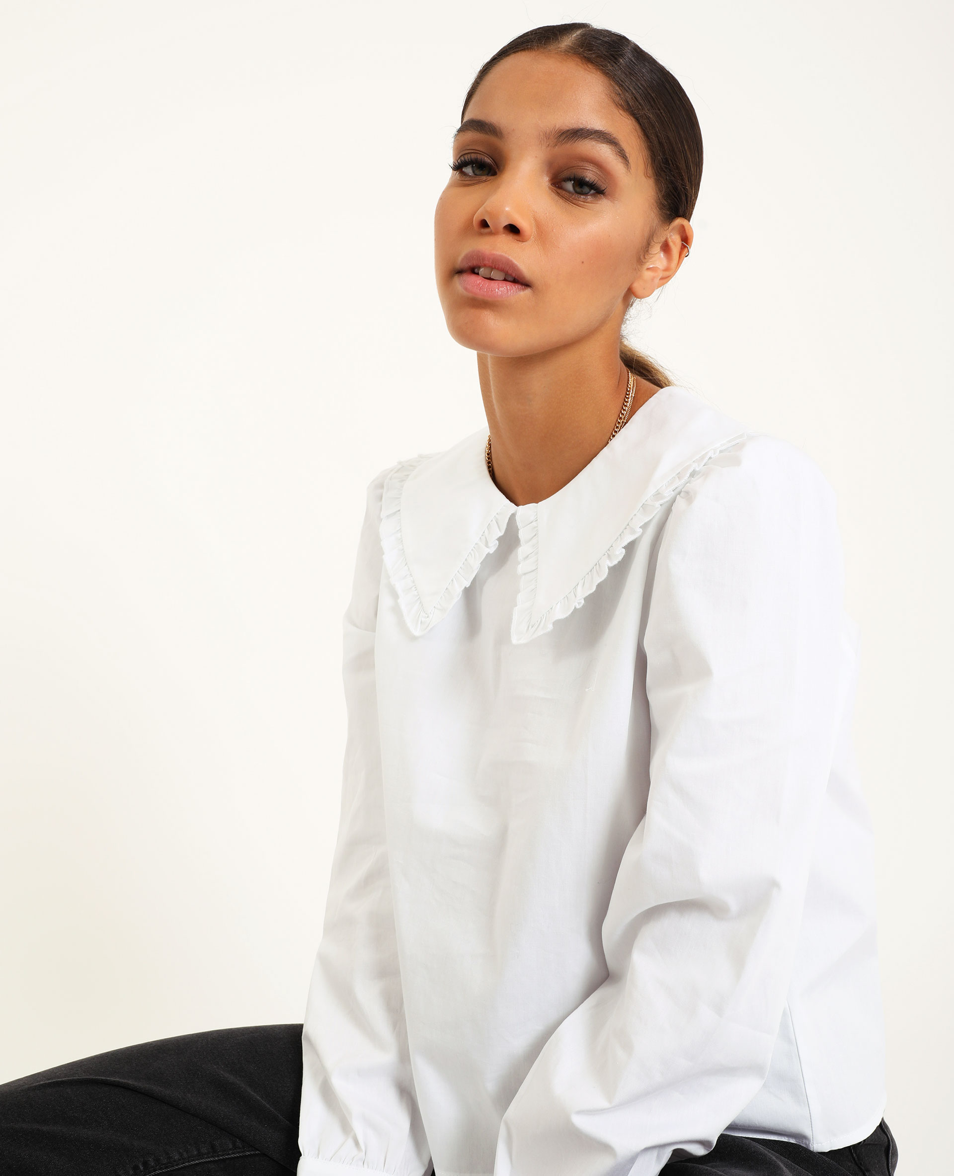 Chemise blanche grand col femme outlet