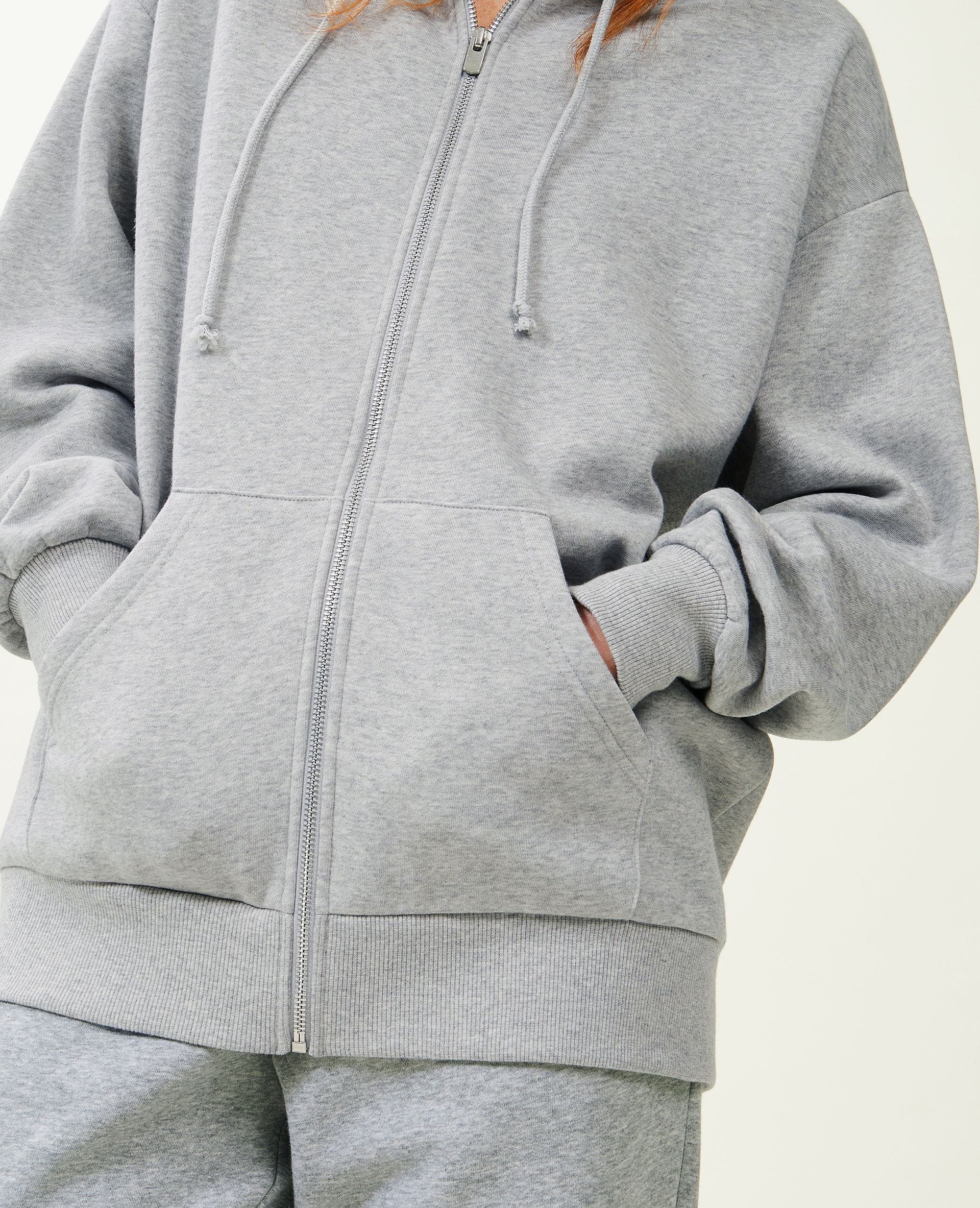 Sweat zippé oversize avec capuche gris chiné - Pimkie