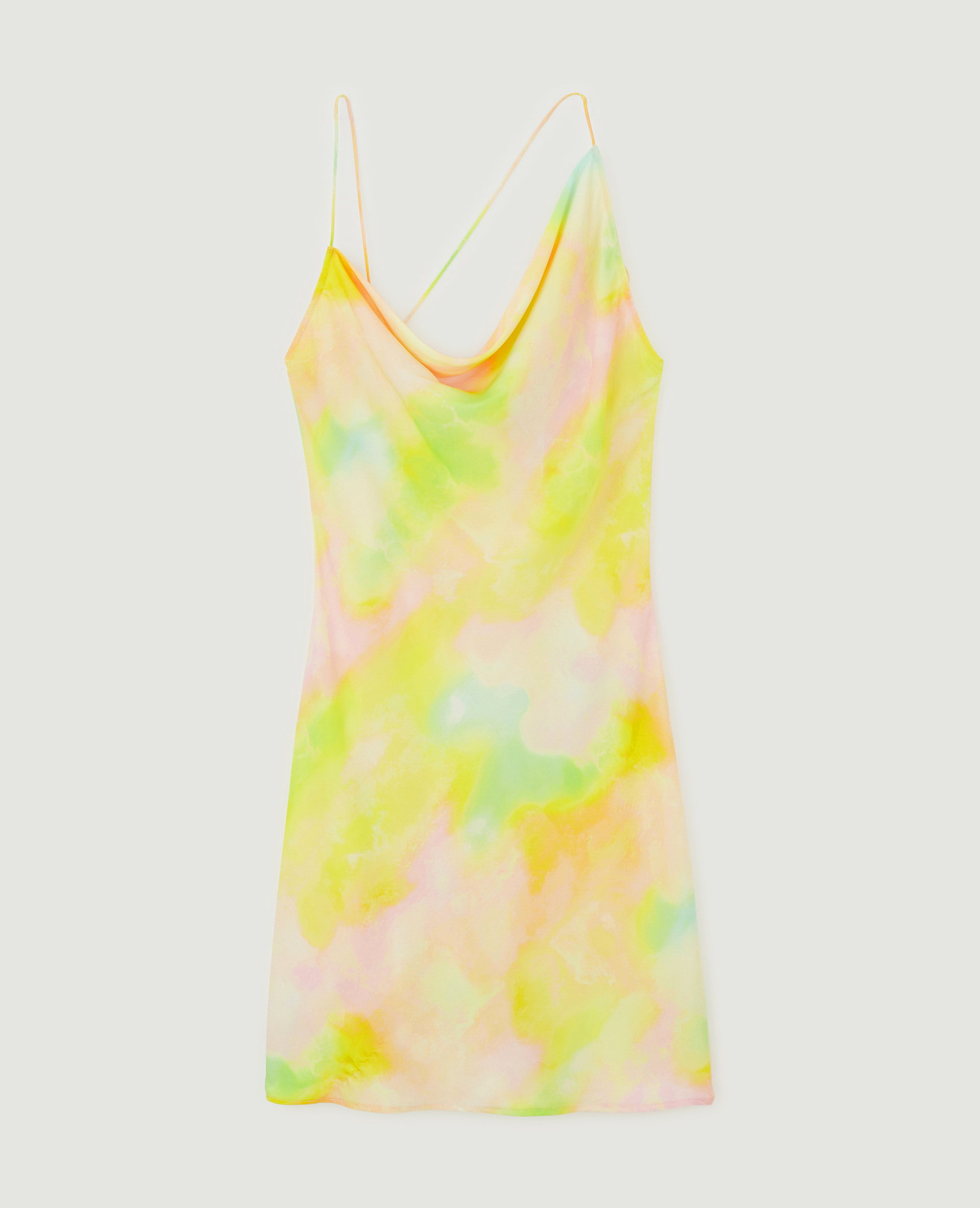 Robe courte asymétrique col bénitier jaune - Pimkie