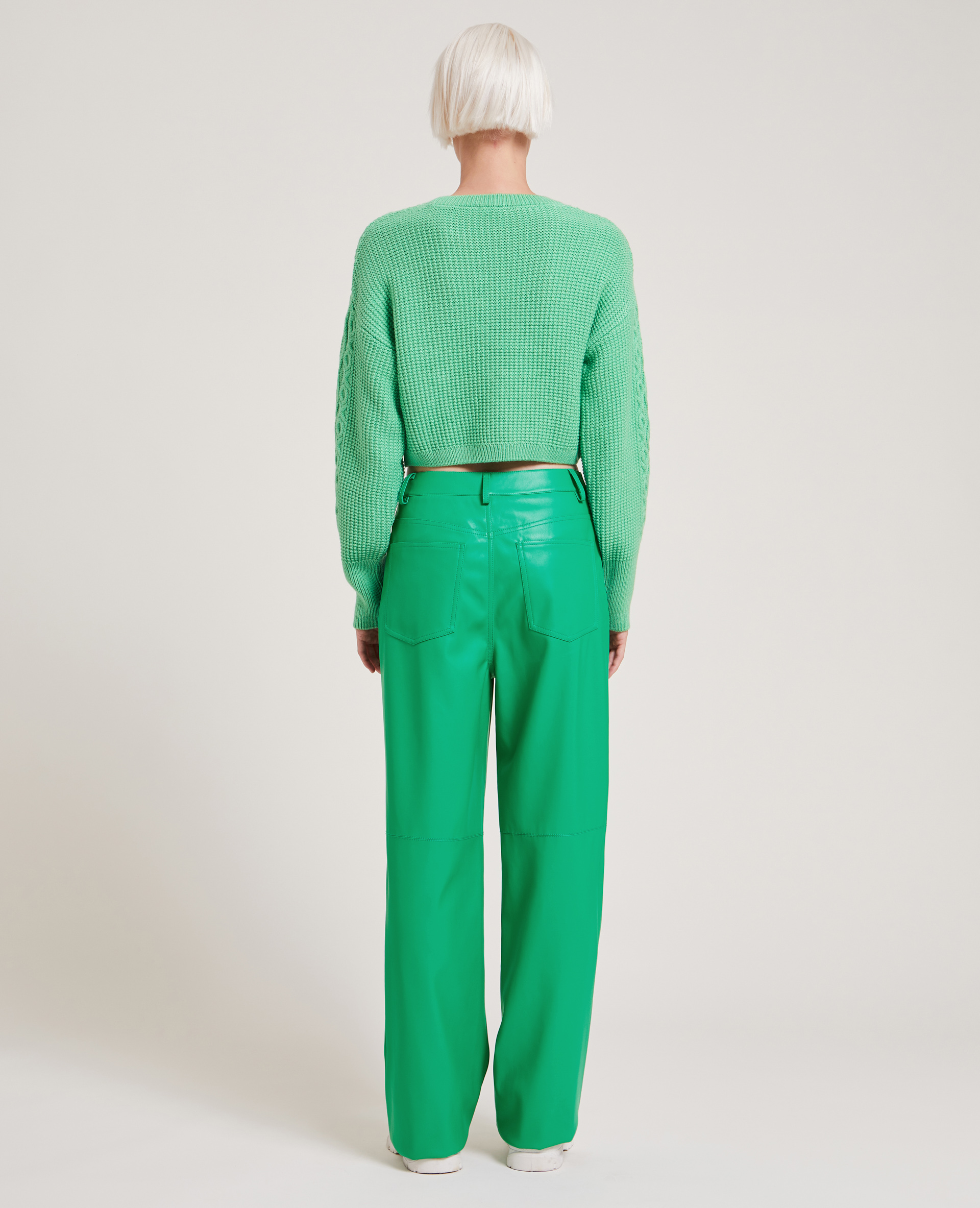 Pantalon droit en simili cuir vert - Pimkie