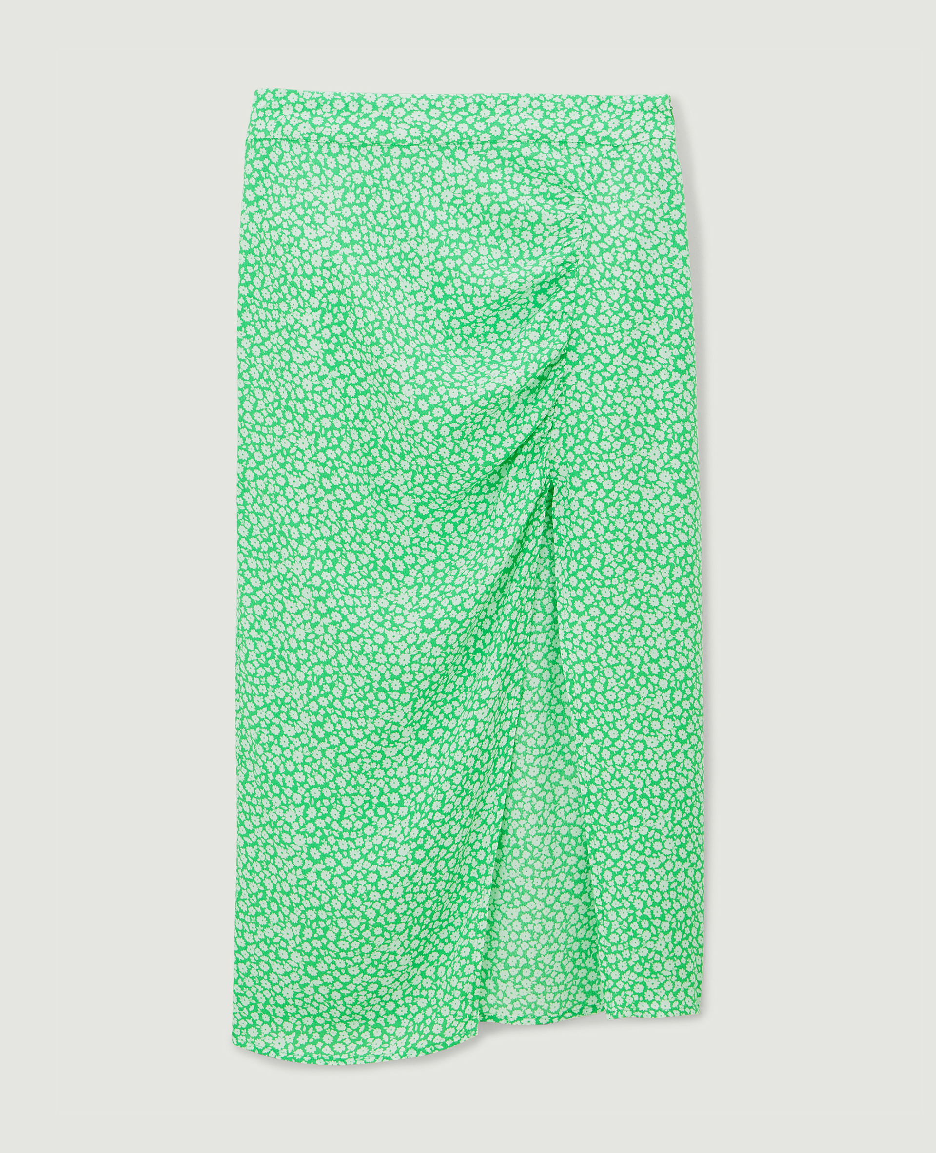 Jupe midi avec fronces et fente vert - Pimkie