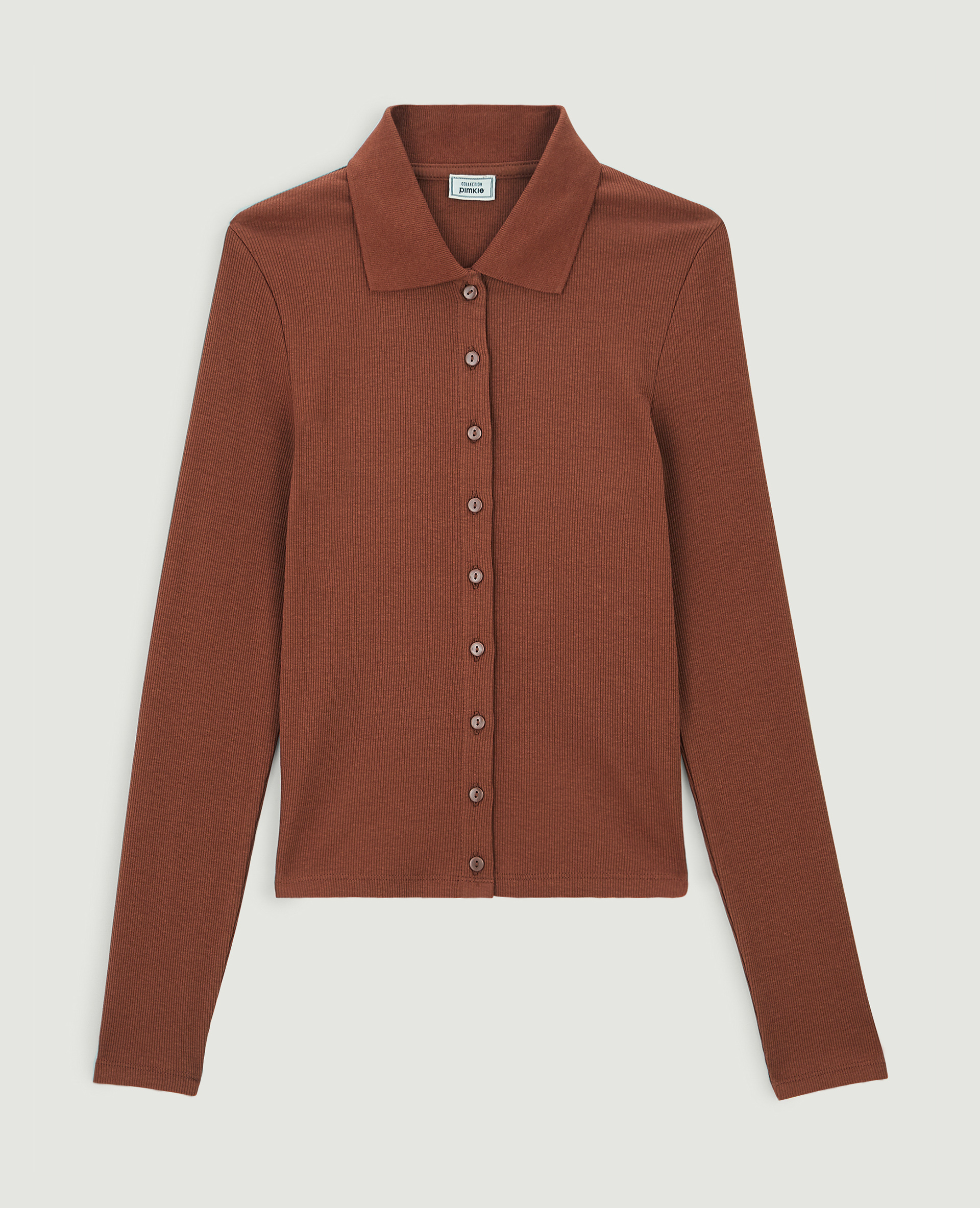 Top manches longues col polo orange - Pimkie