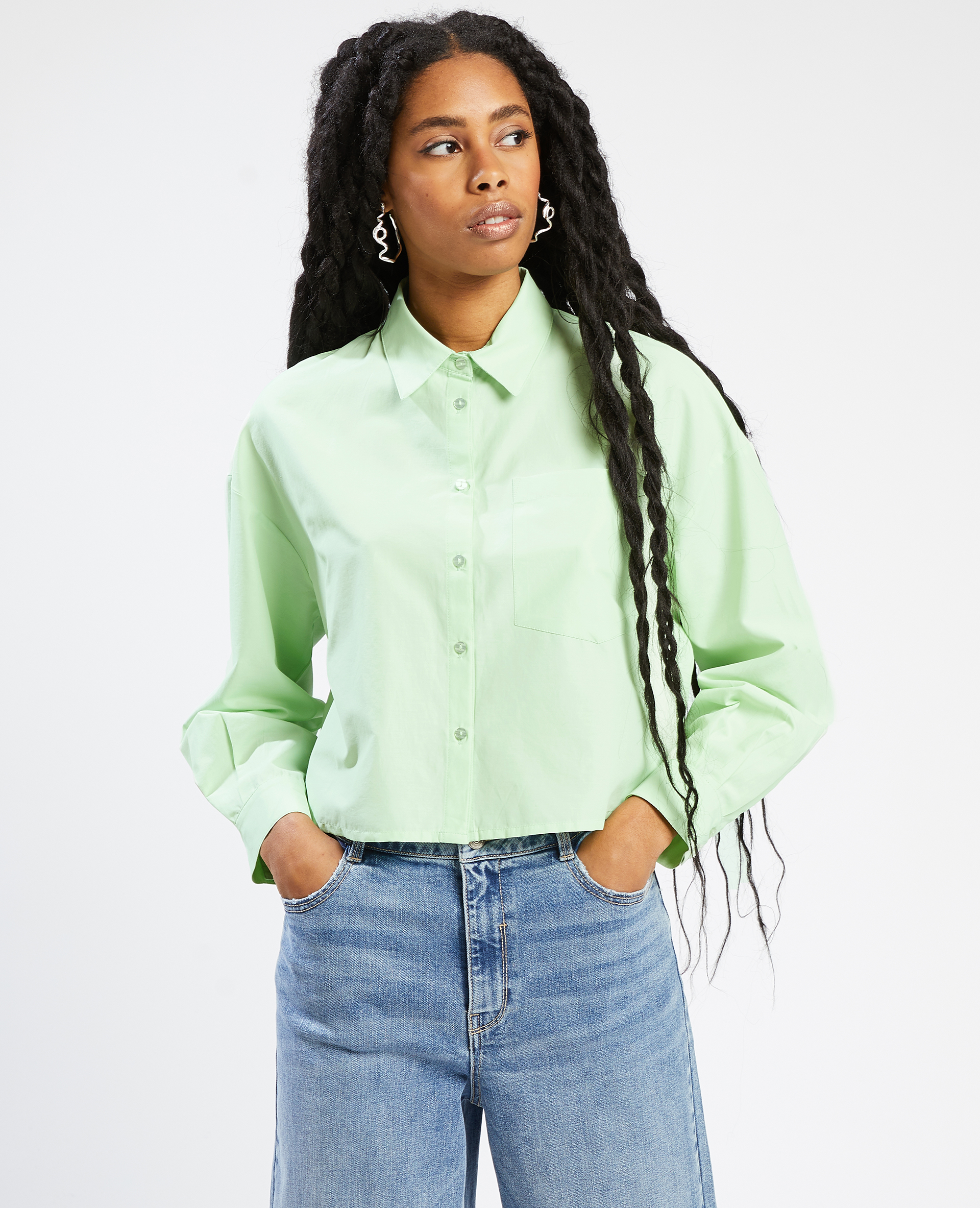 Chemise cropped vert fluo - Pimkie