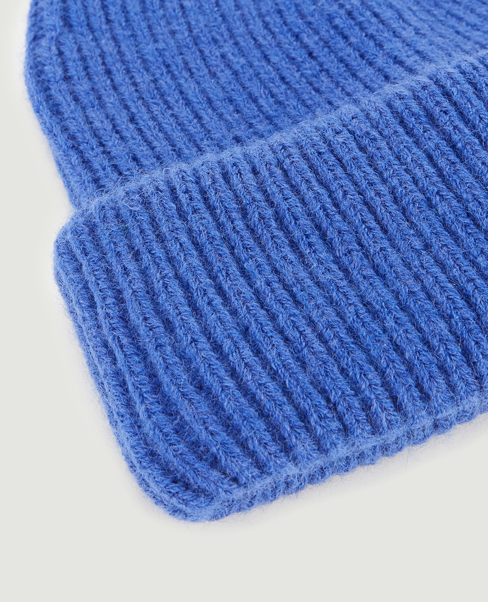 Bonnet en maille grand revers bleu - Pimkie