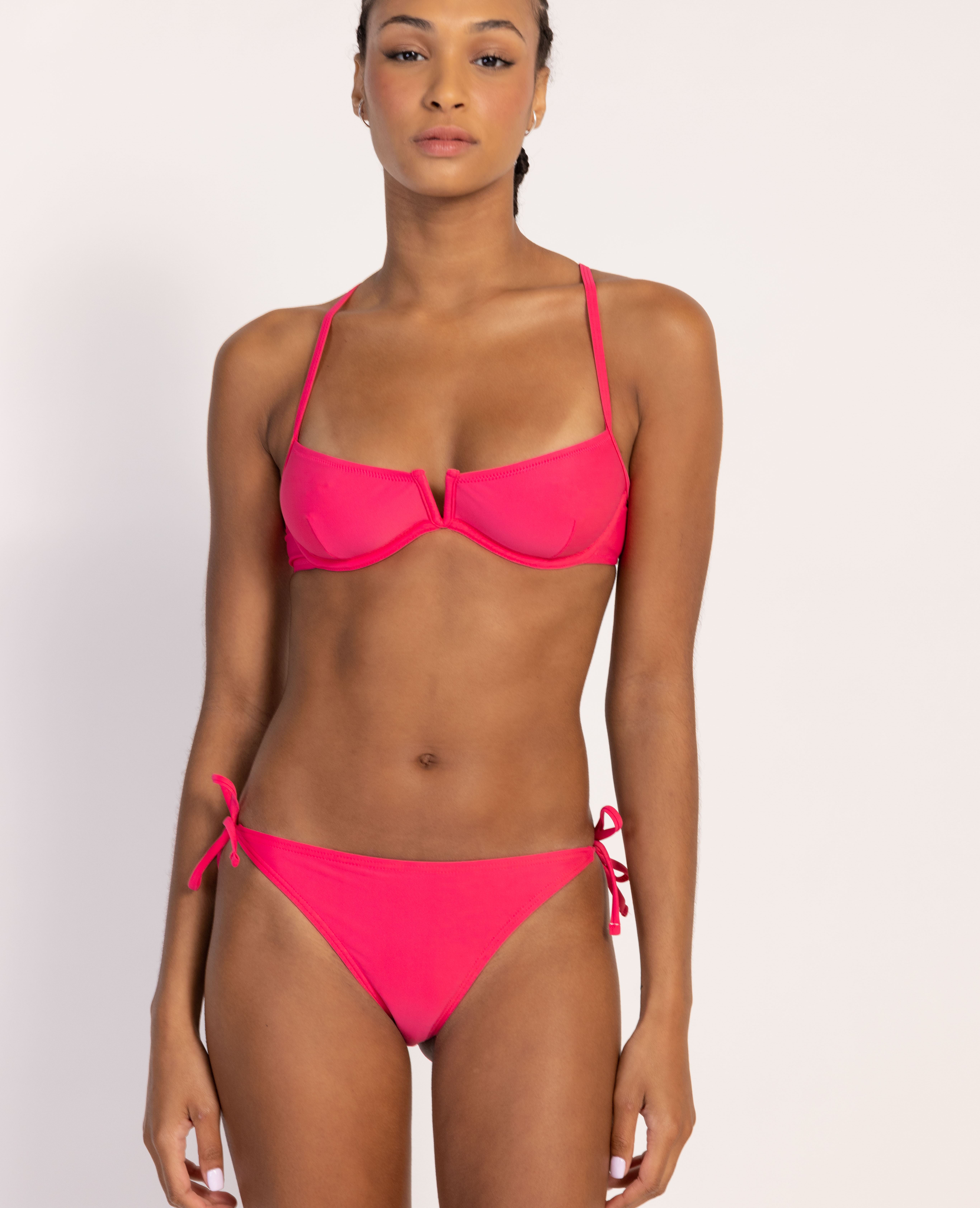Bas de maillot tanga avec nouettes rose - Pimkie