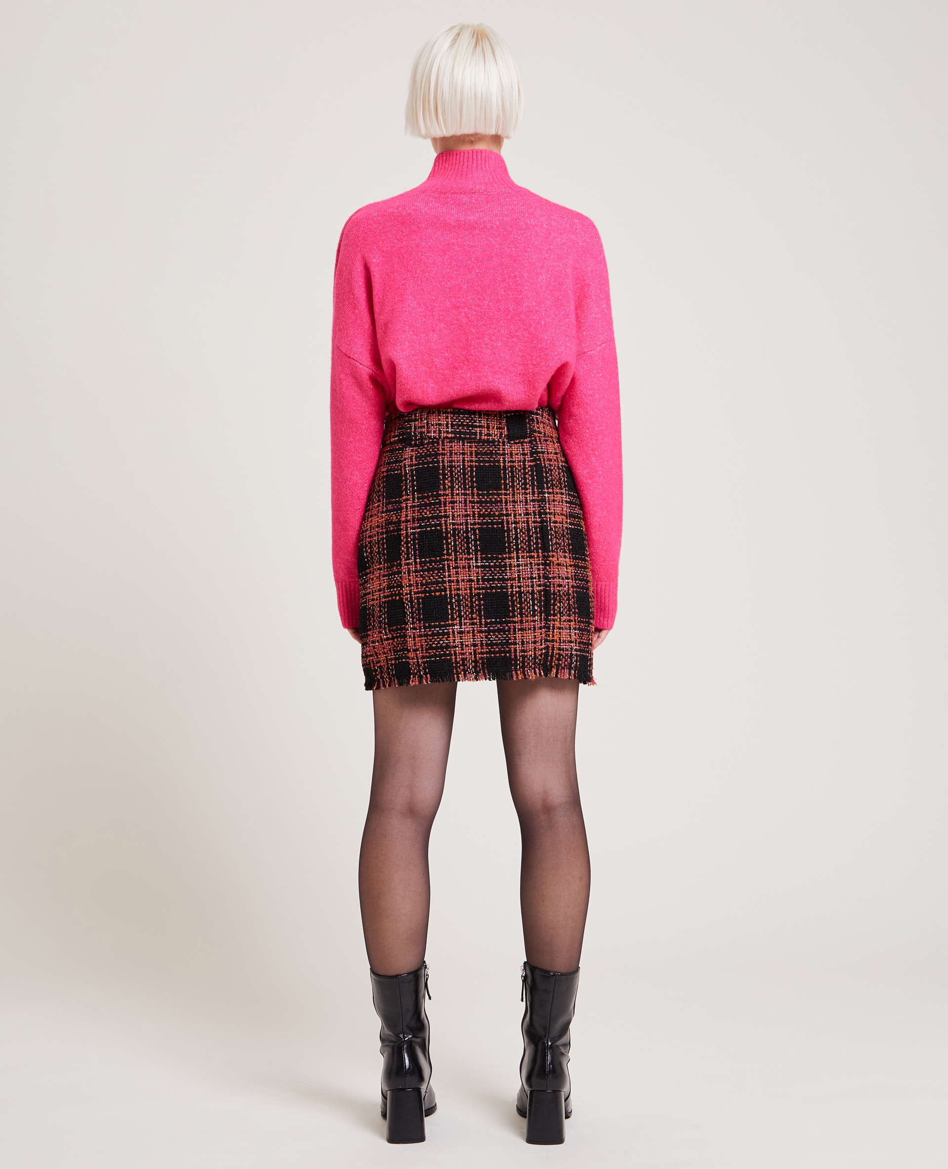 Jupe courte en tweed noir - Pimkie