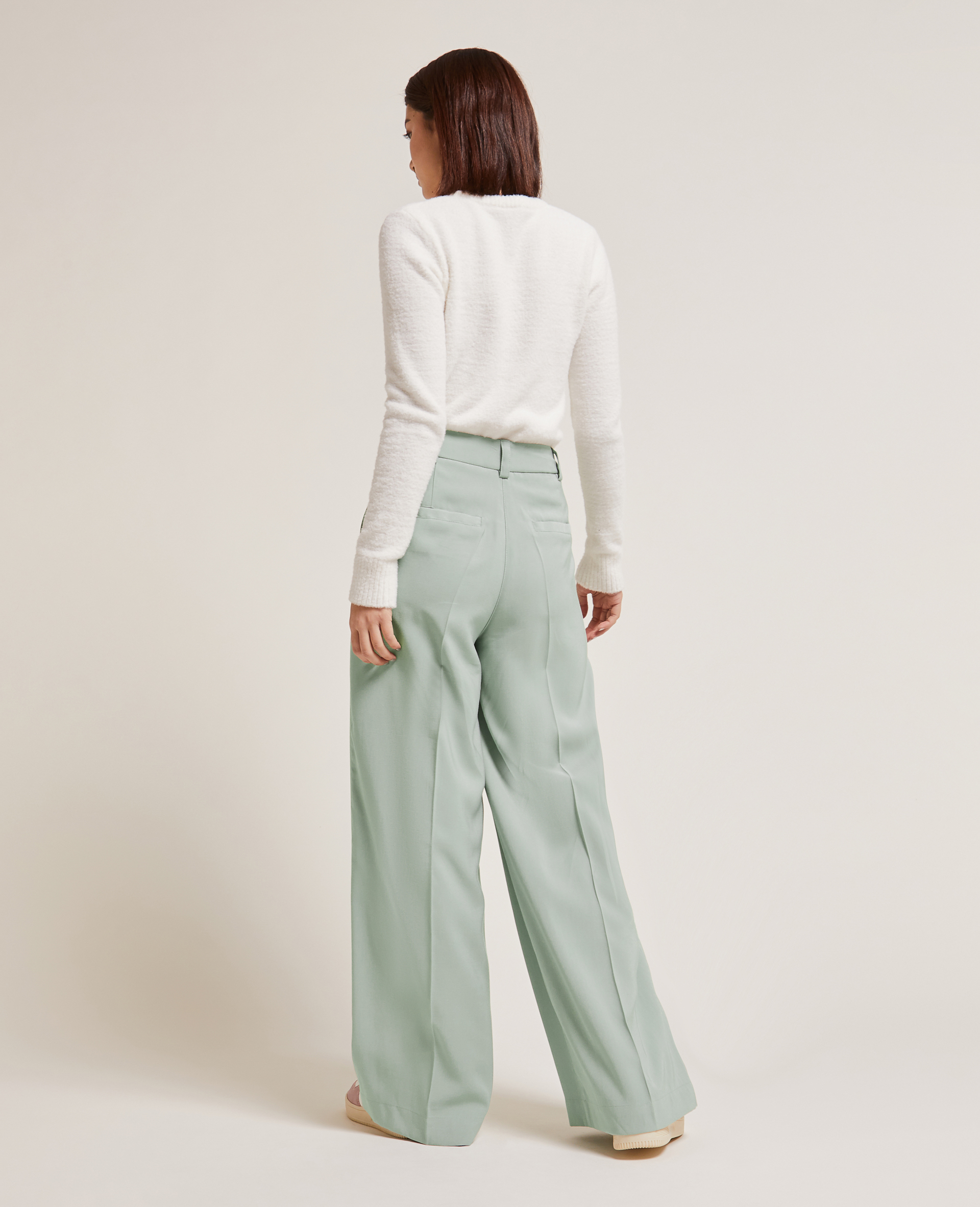 Pantalon large en toile fluide vert - Pimkie