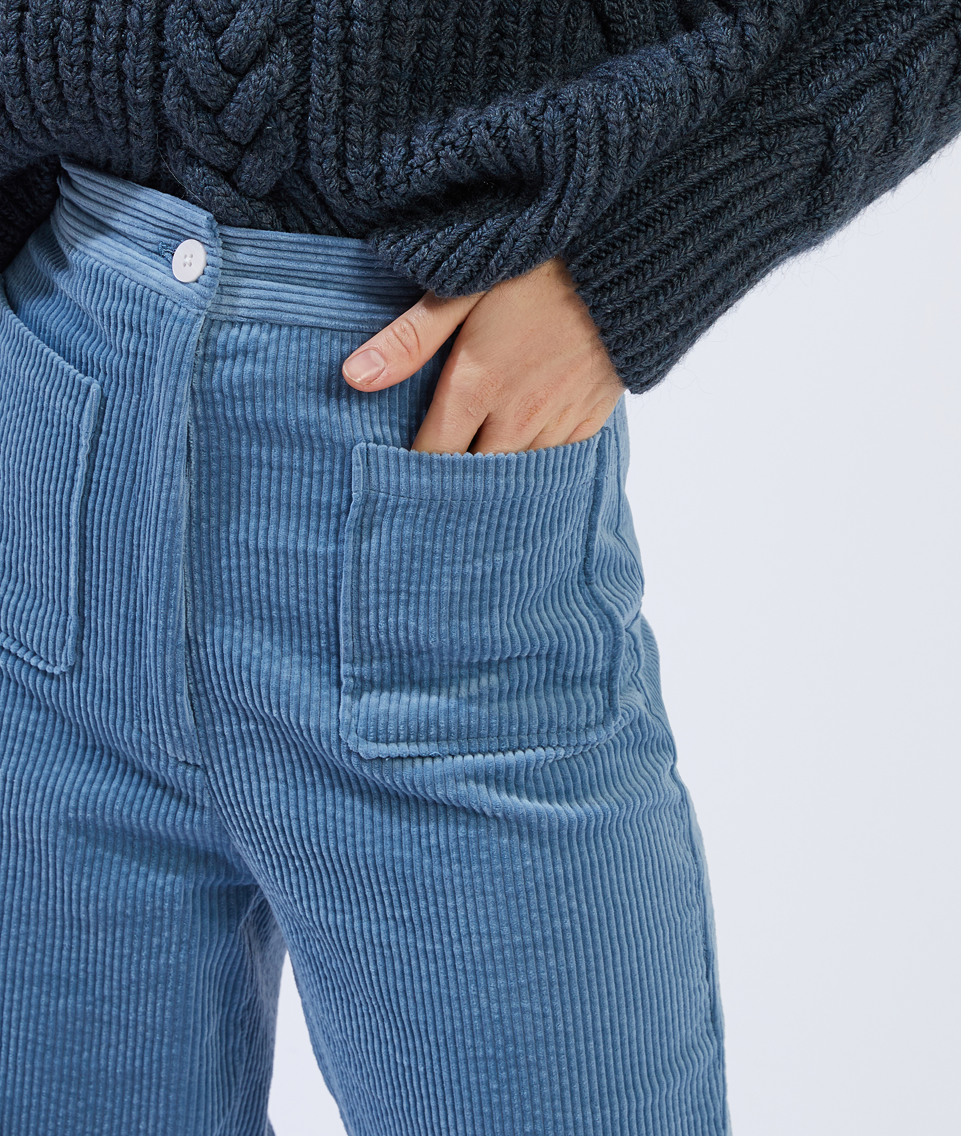 Pantalon velours grosses côtes bleu clair - Pimkie