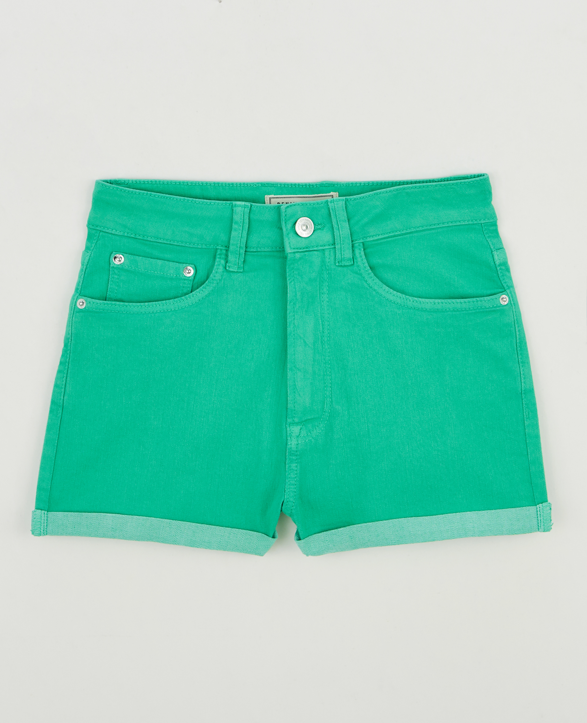 Short en jean bords roulottés vert - Pimkie