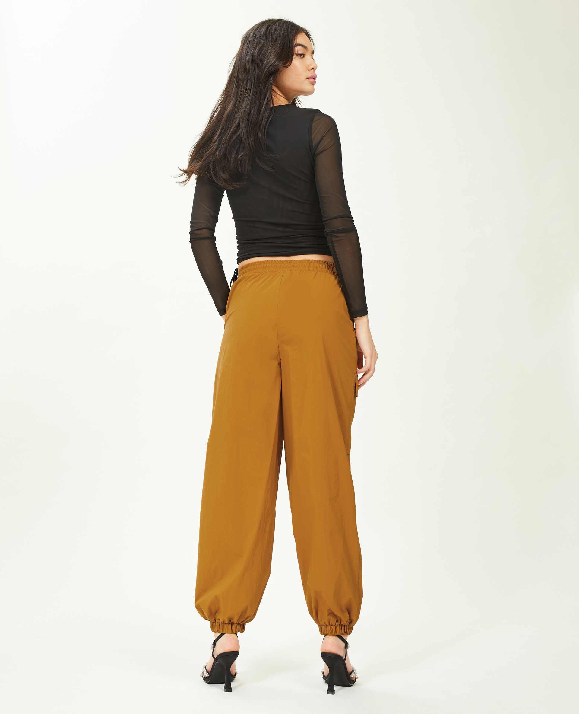 Pantalon parachute bas resserrés camel - Pimkie