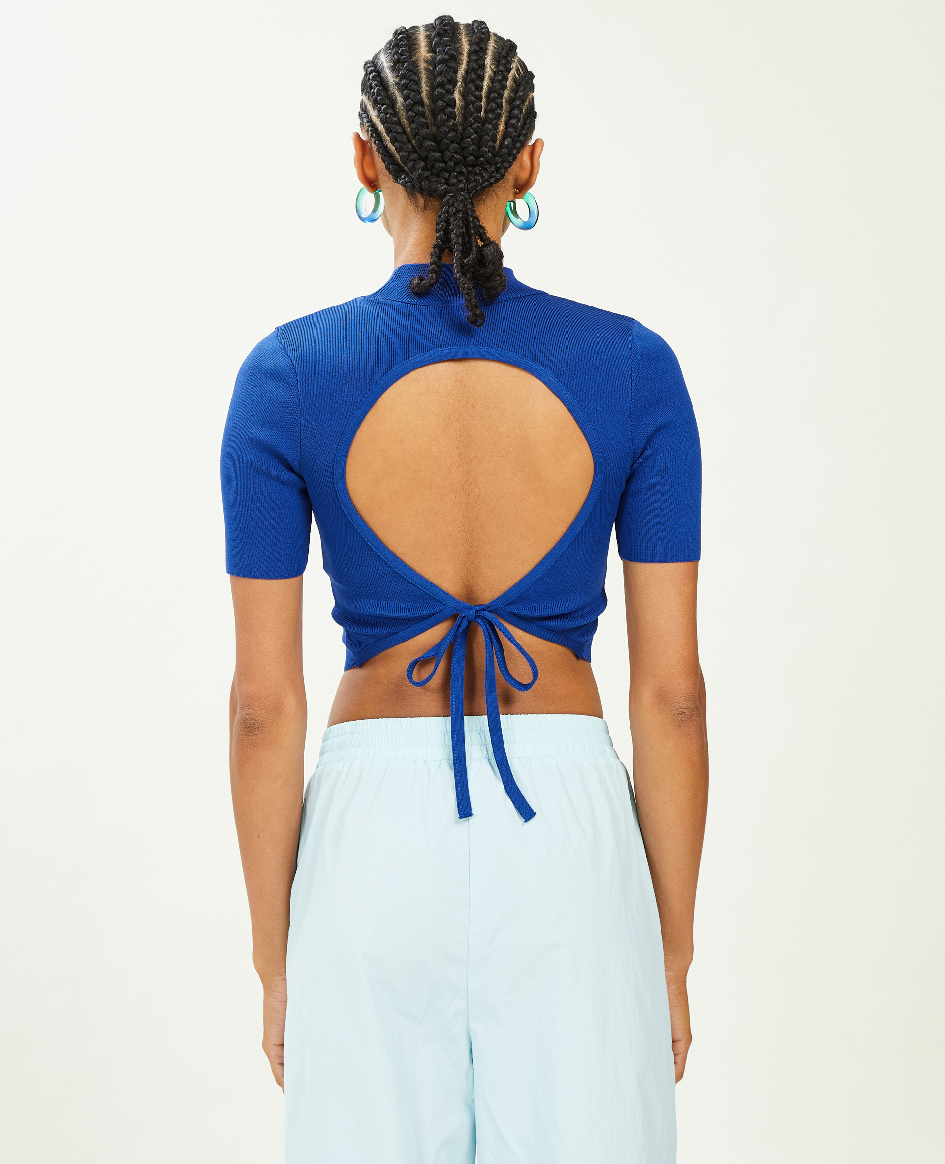 Top dos-nu en maille bleu électrique - Pimkie