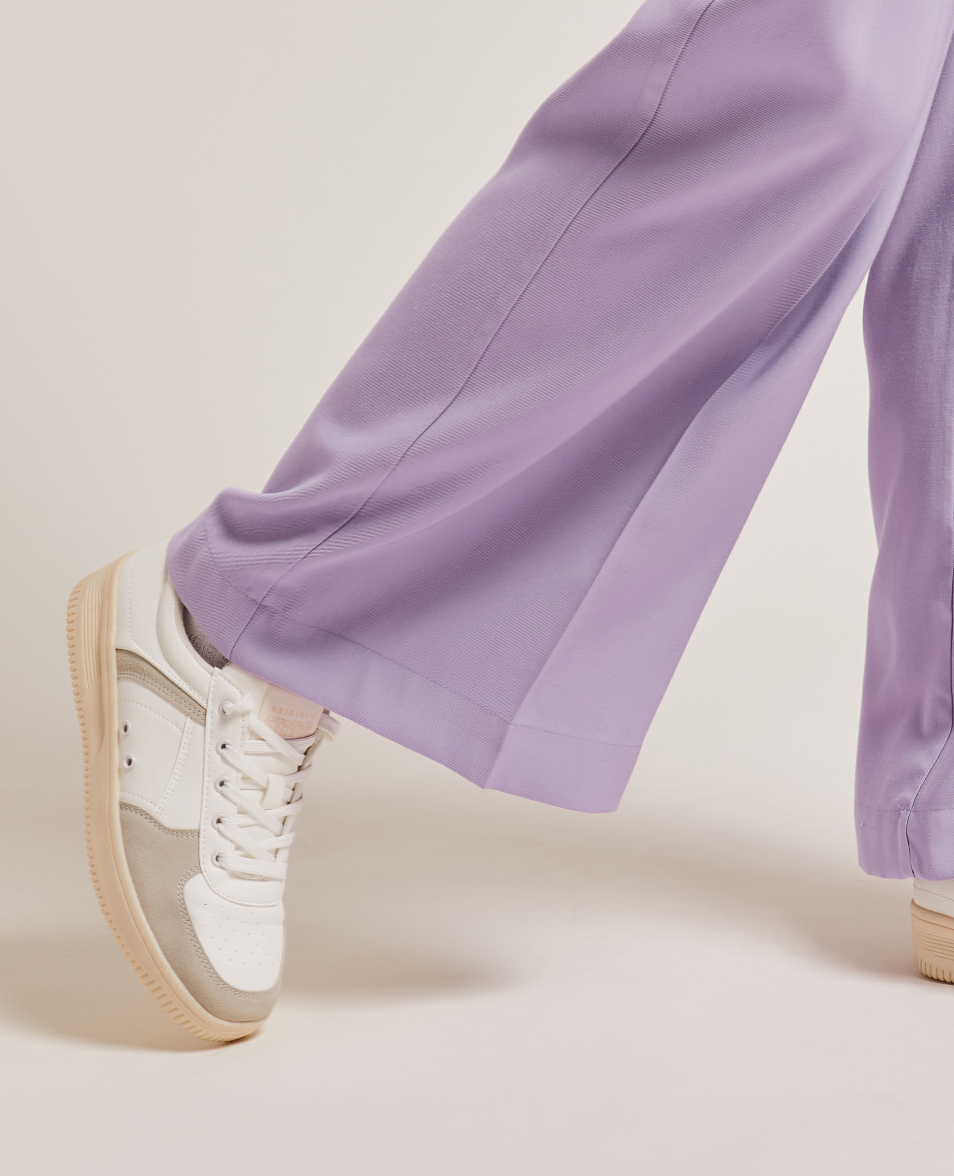 Pantalon large en toile fluide lilas - Pimkie