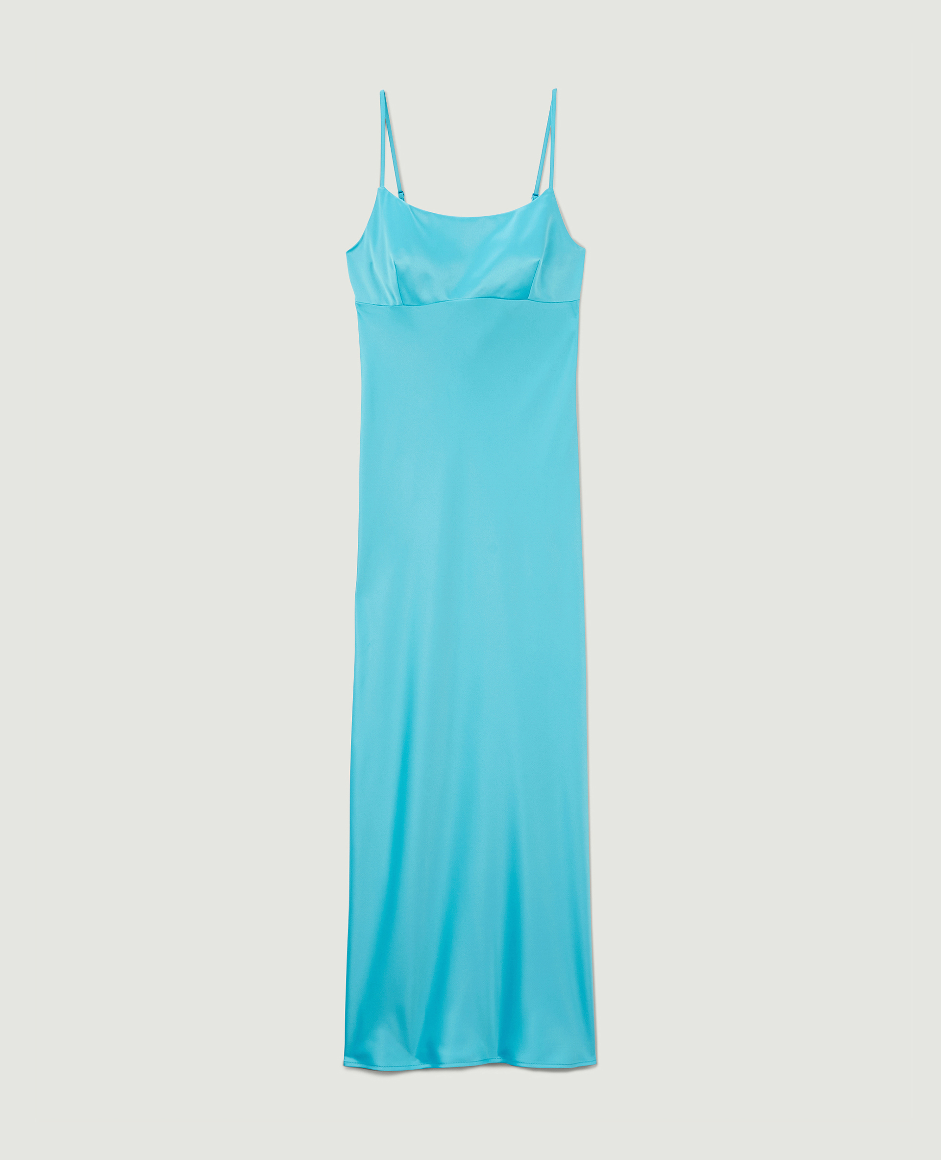 Robe longue en tissu satiné bleu turquoise - Pimkie