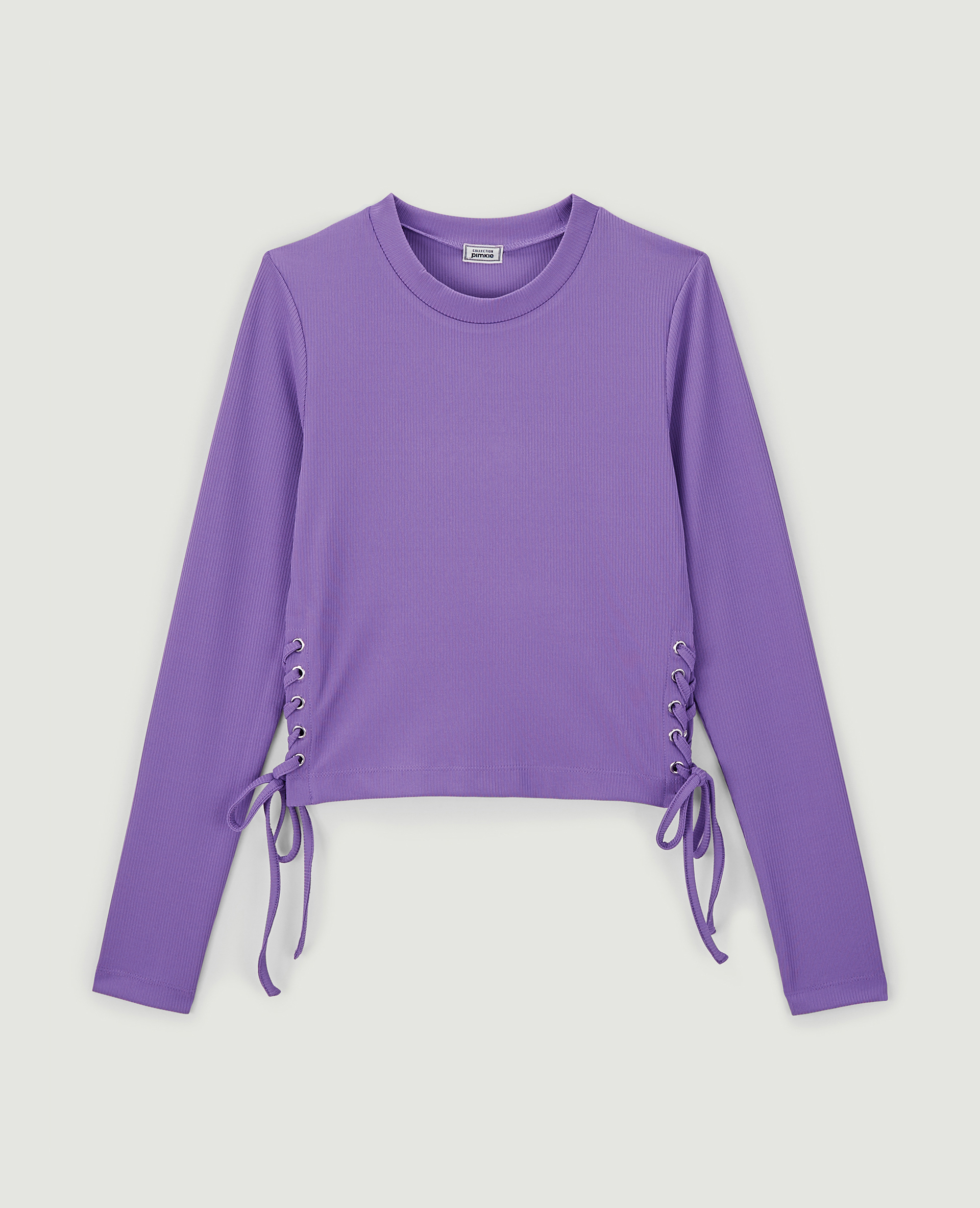 Top maille côtelée avec lacets violet - Pimkie