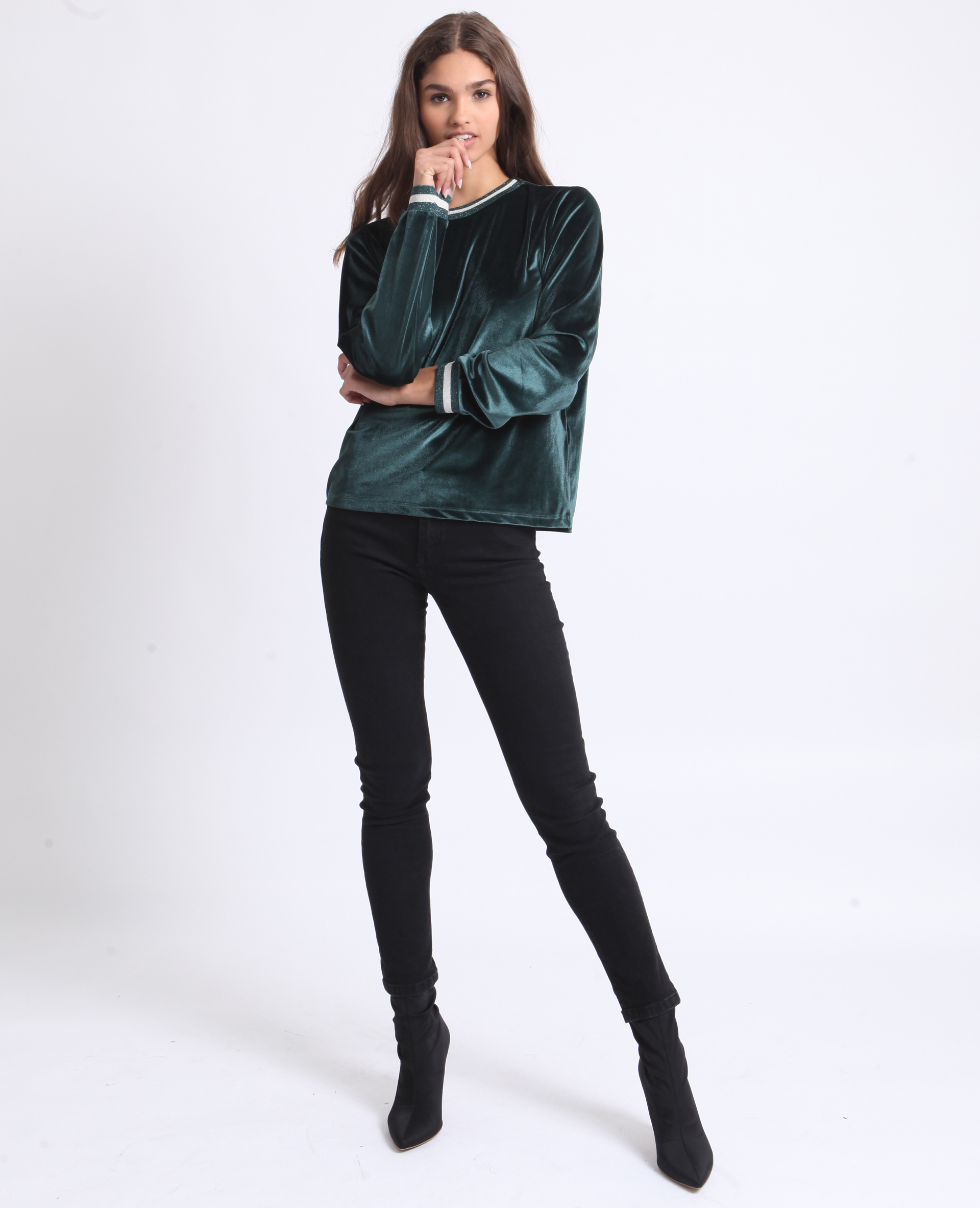 Sweat velours vert foncé - Pimkie