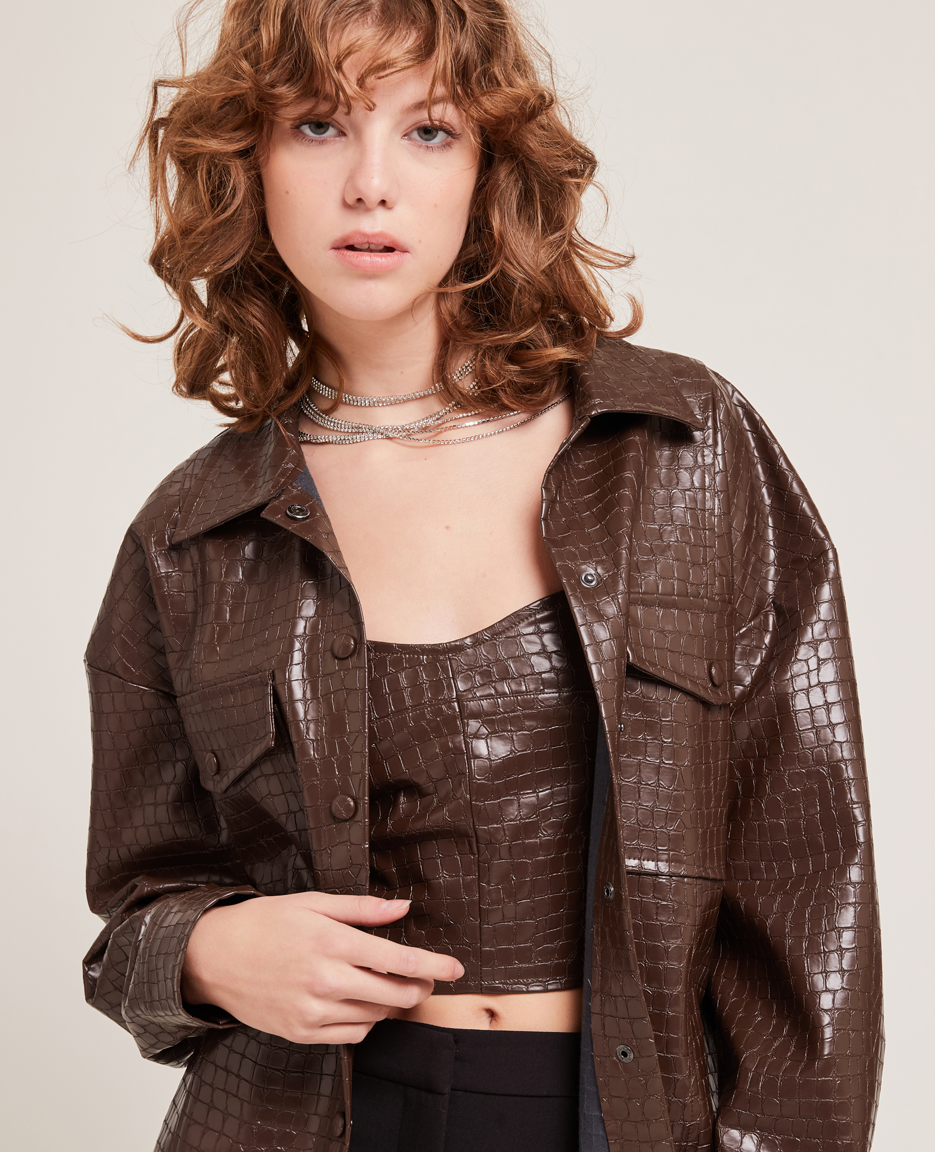 Surchemise effet croco marron - Pimkie