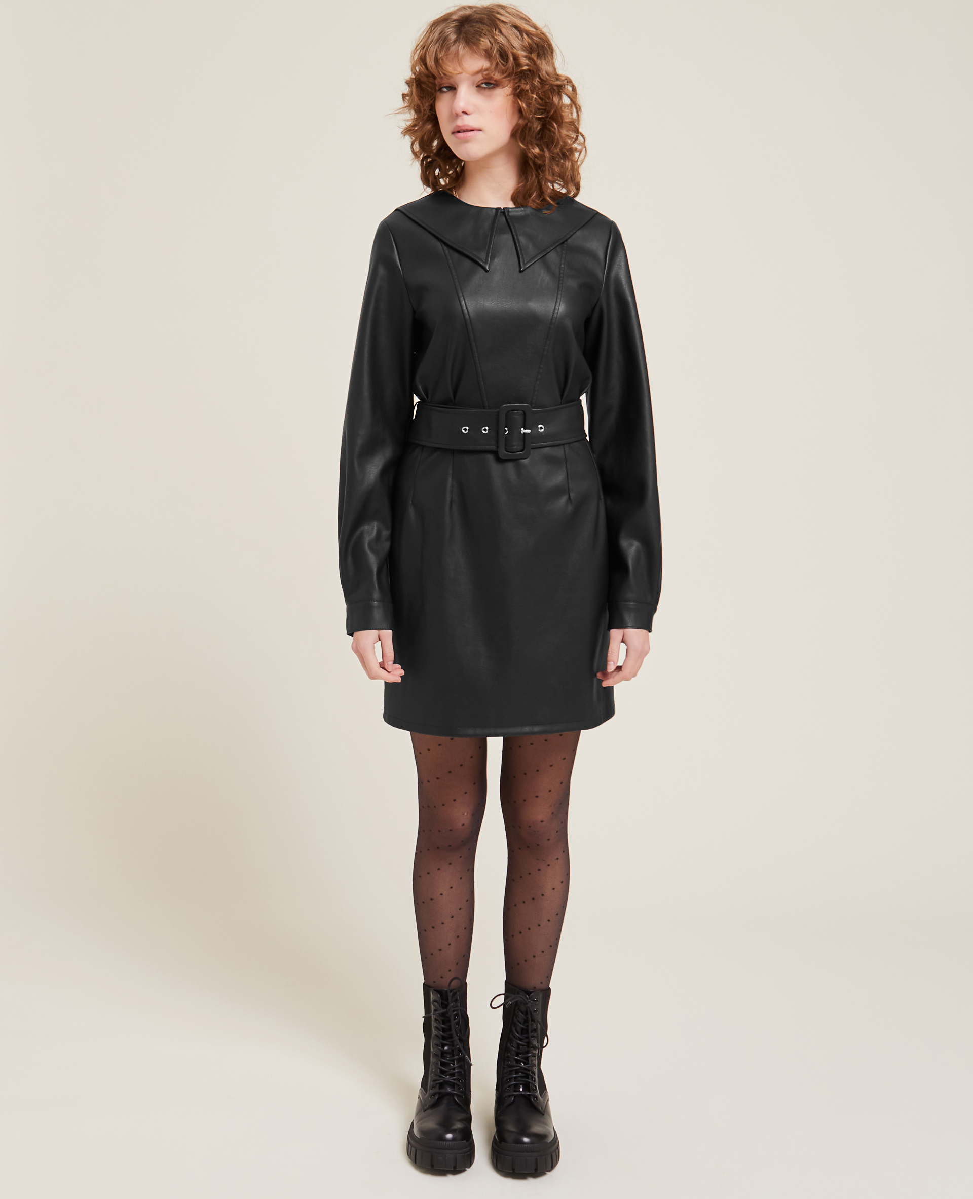Robe en simili cuir noir - Pimkie