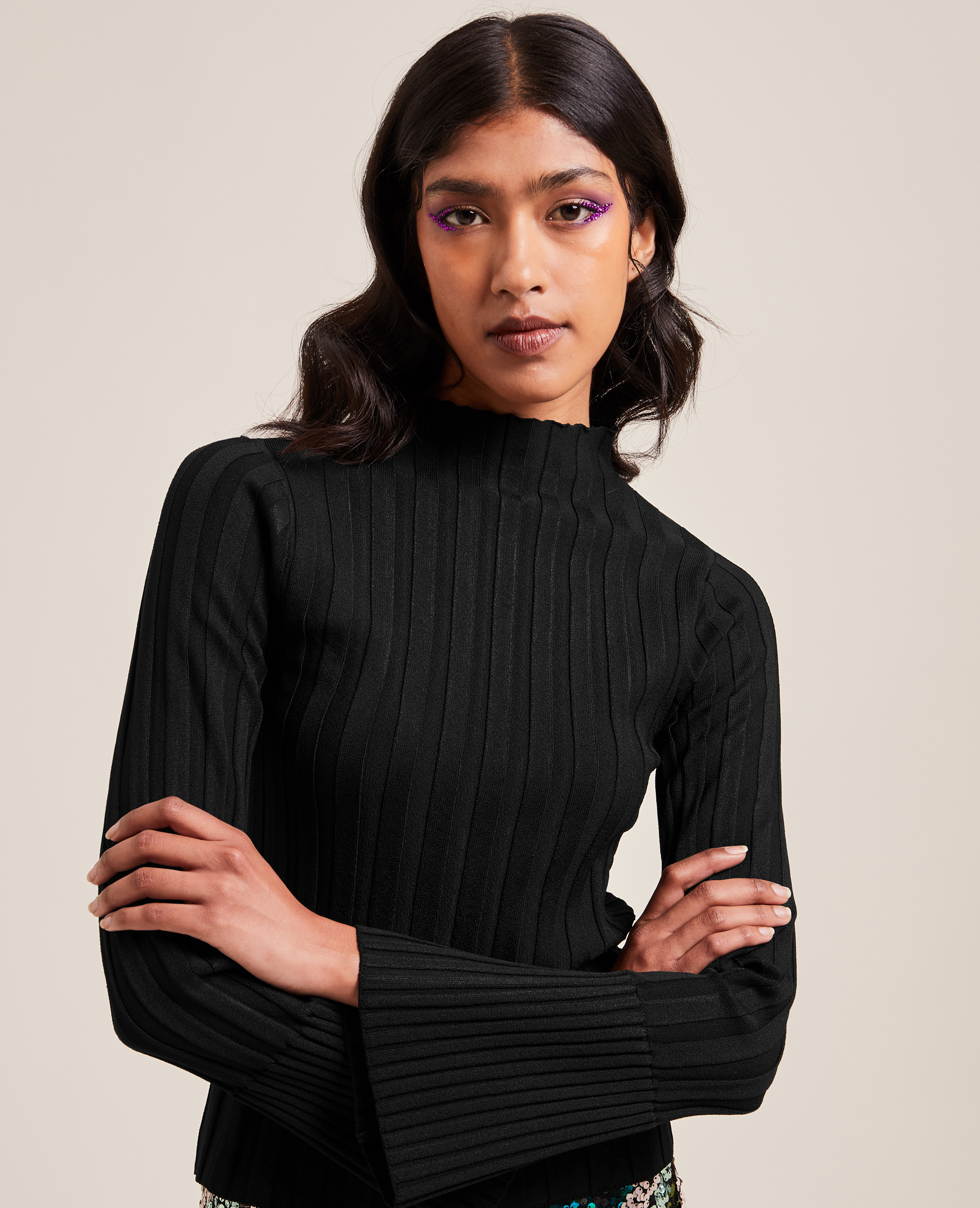 Pull fin en maille côtelée noir - Pimkie