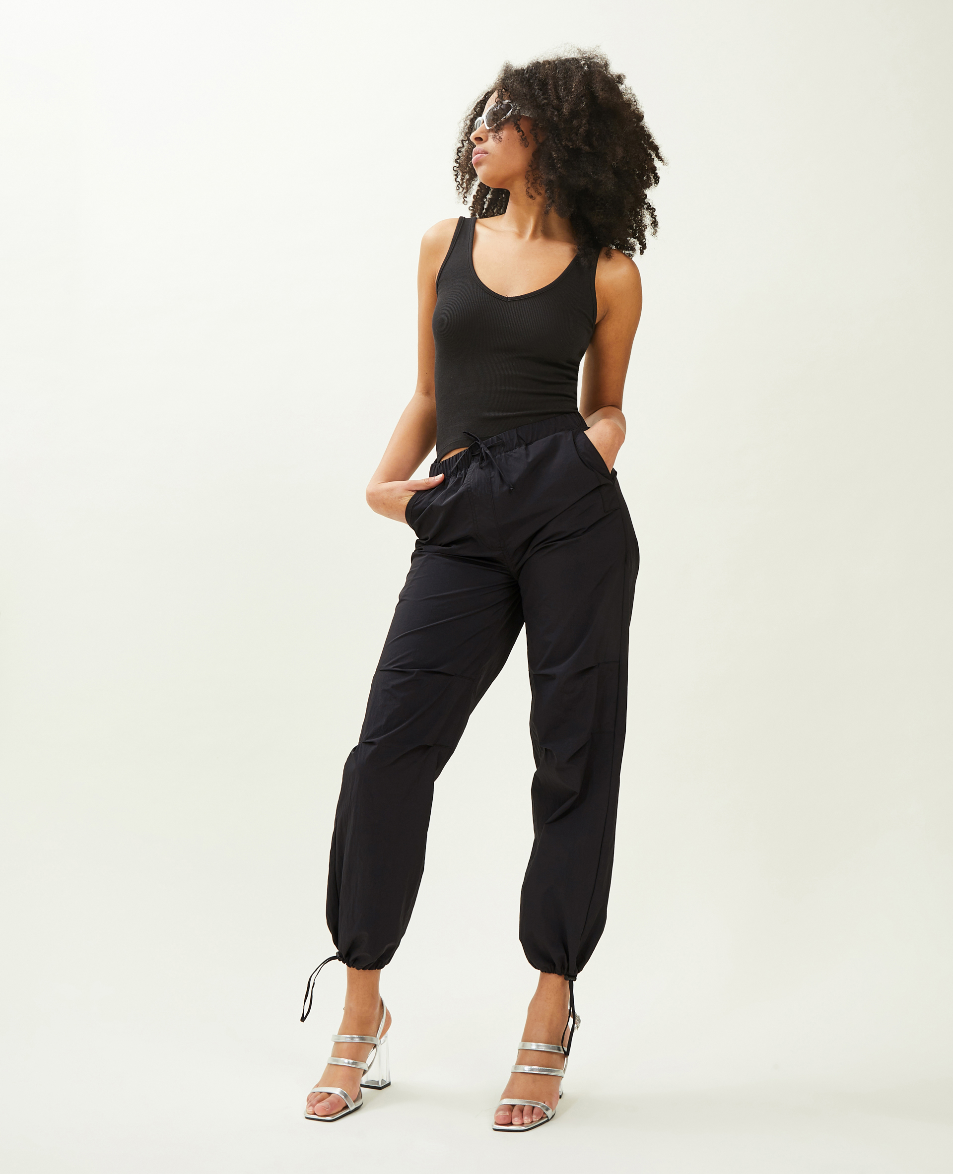 Pantalon parachute noir - Pimkie