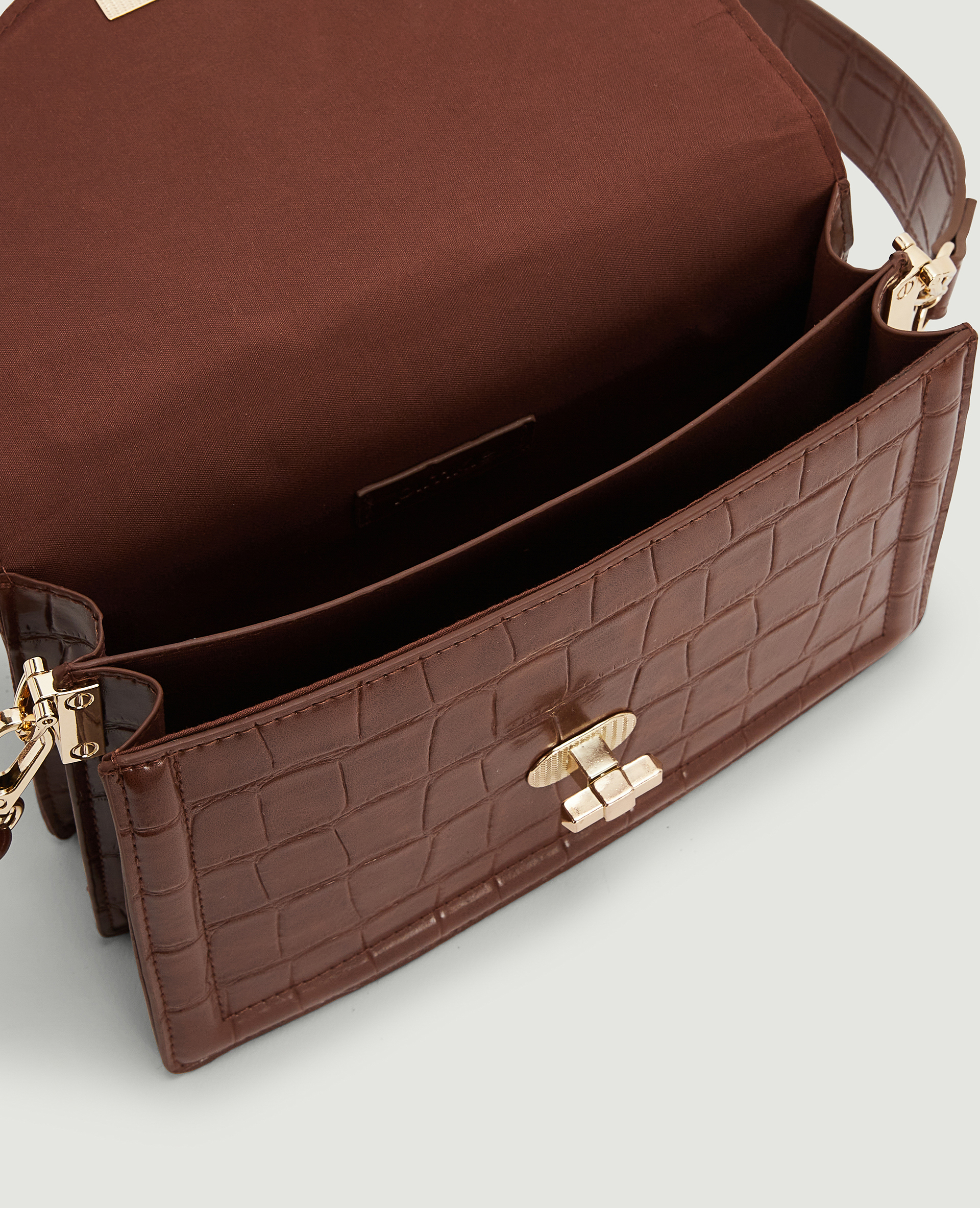 Sac boxy effet croco marron - Pimkie