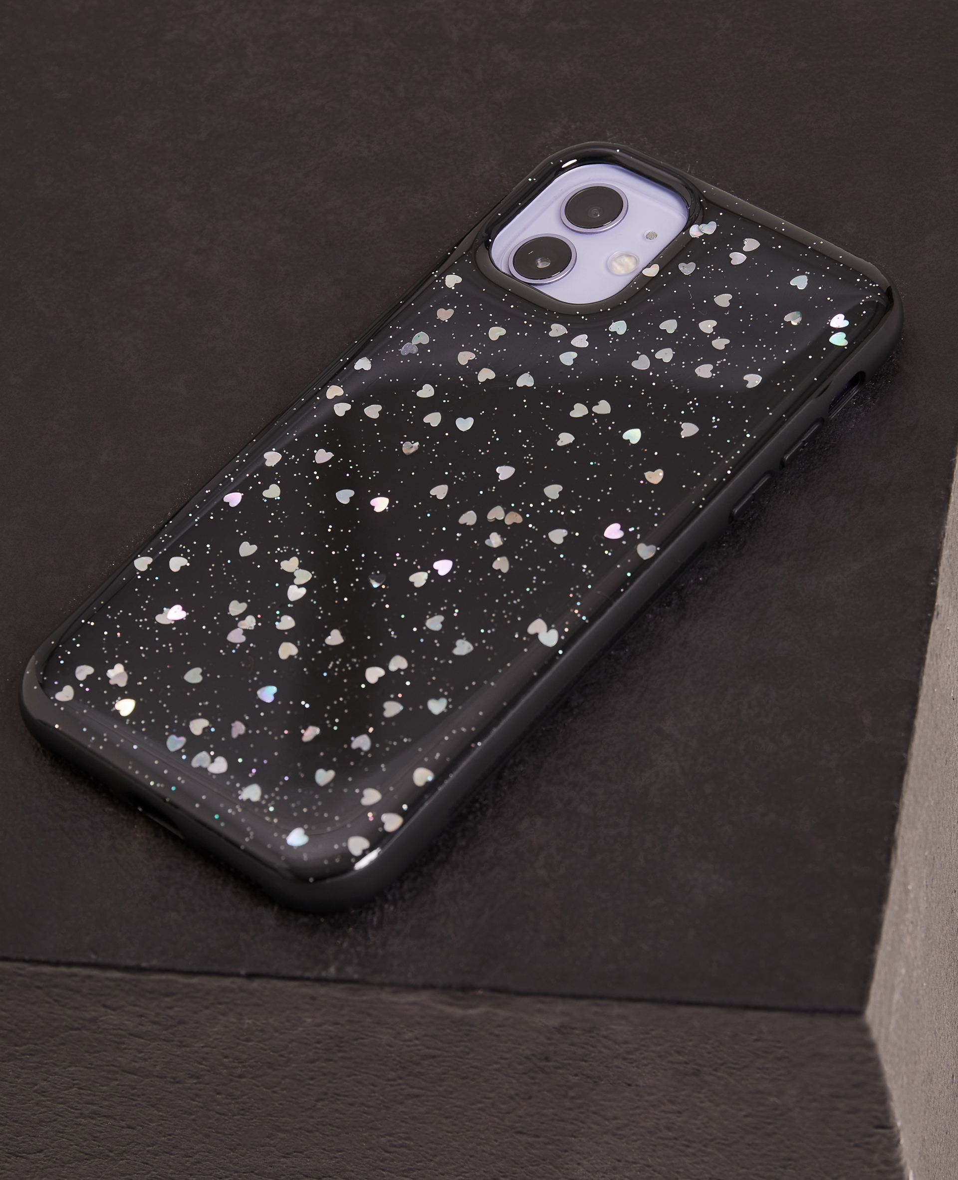 Coque iPhone "cœurs" noir - Pimkie