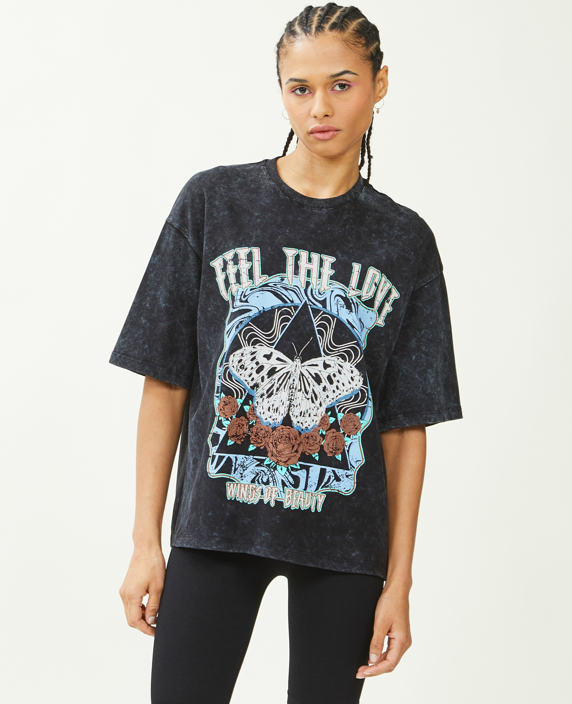 T-shirt imprimé oversize noir - Pimkie