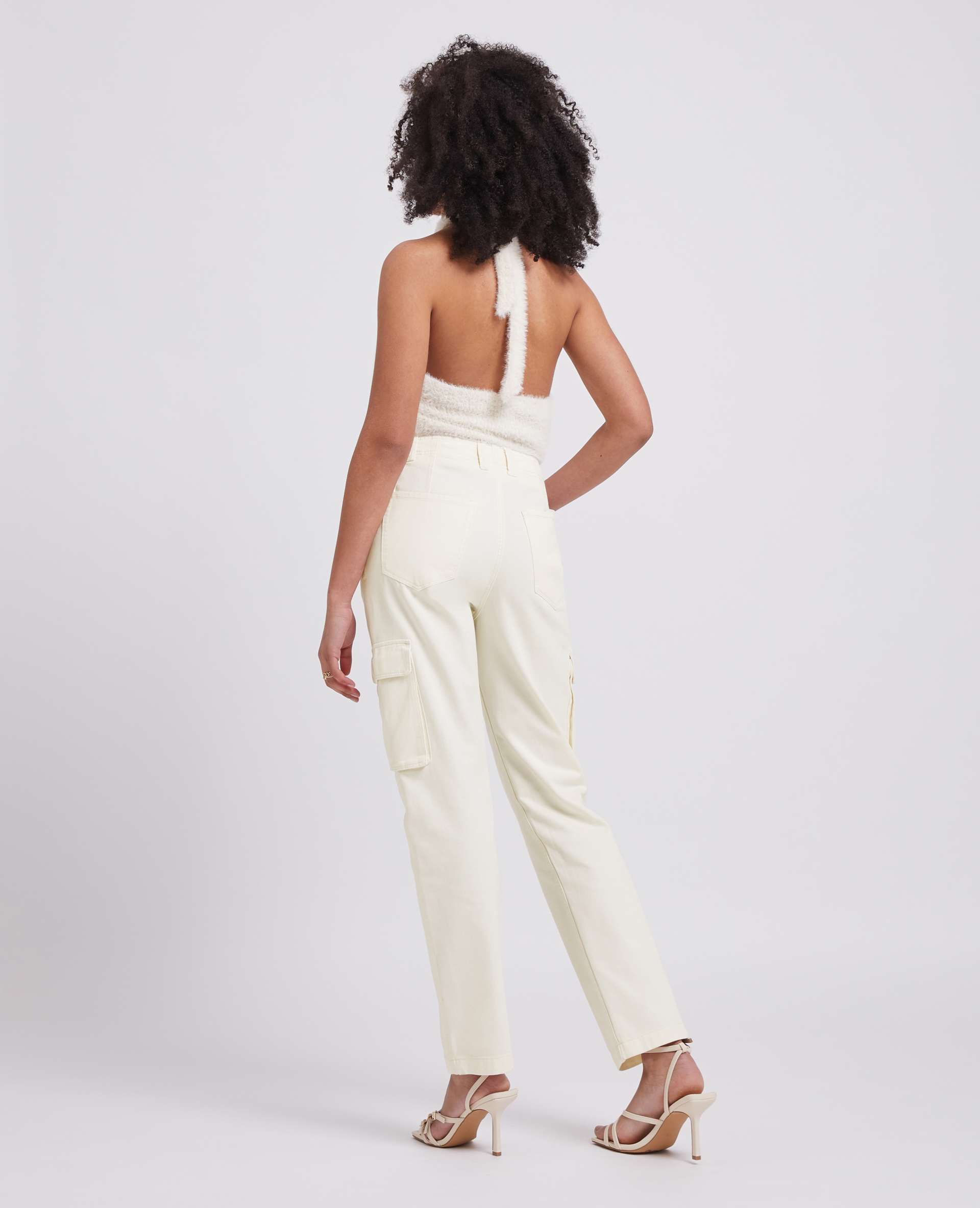 Pantalon droit cargo taille haute beige - Pimkie