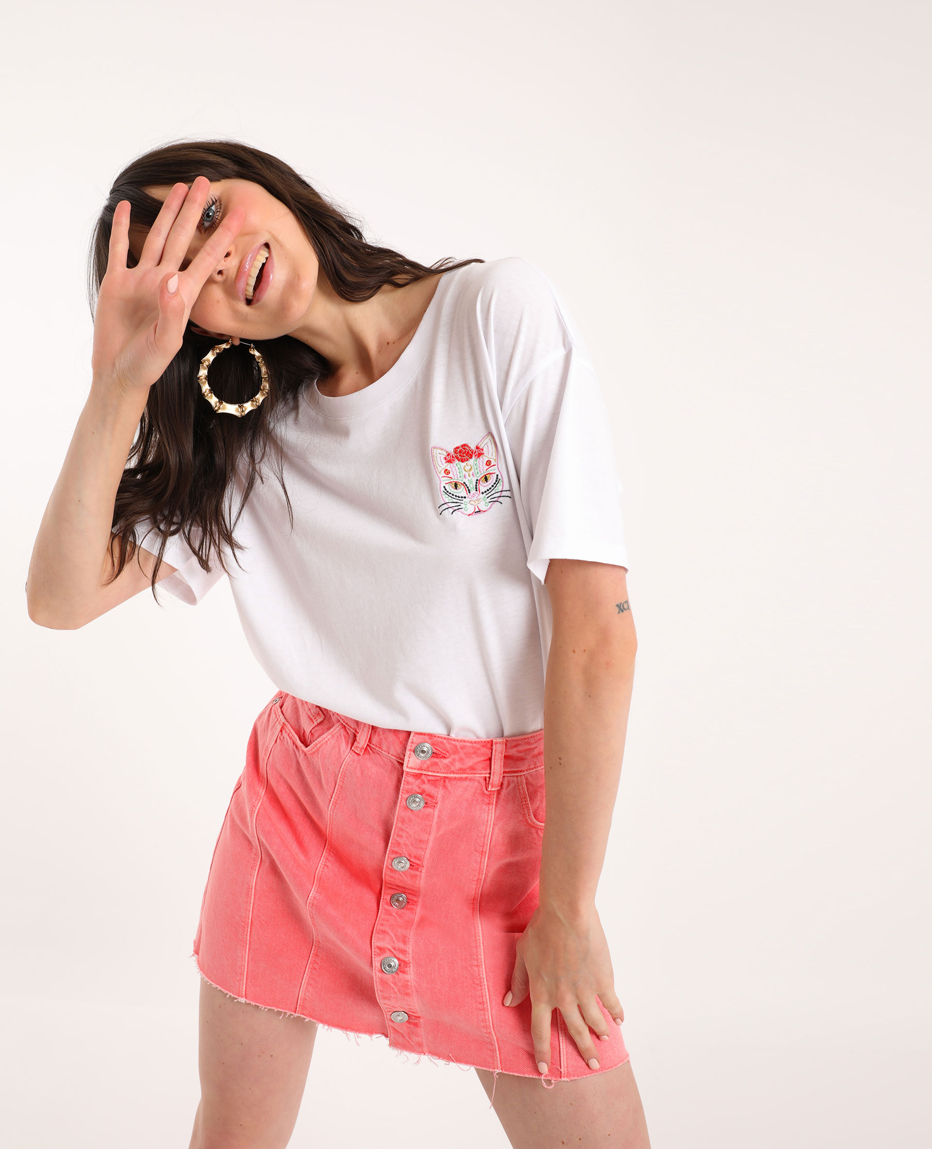 T Shirt Chat Blanc n42 Pimkie