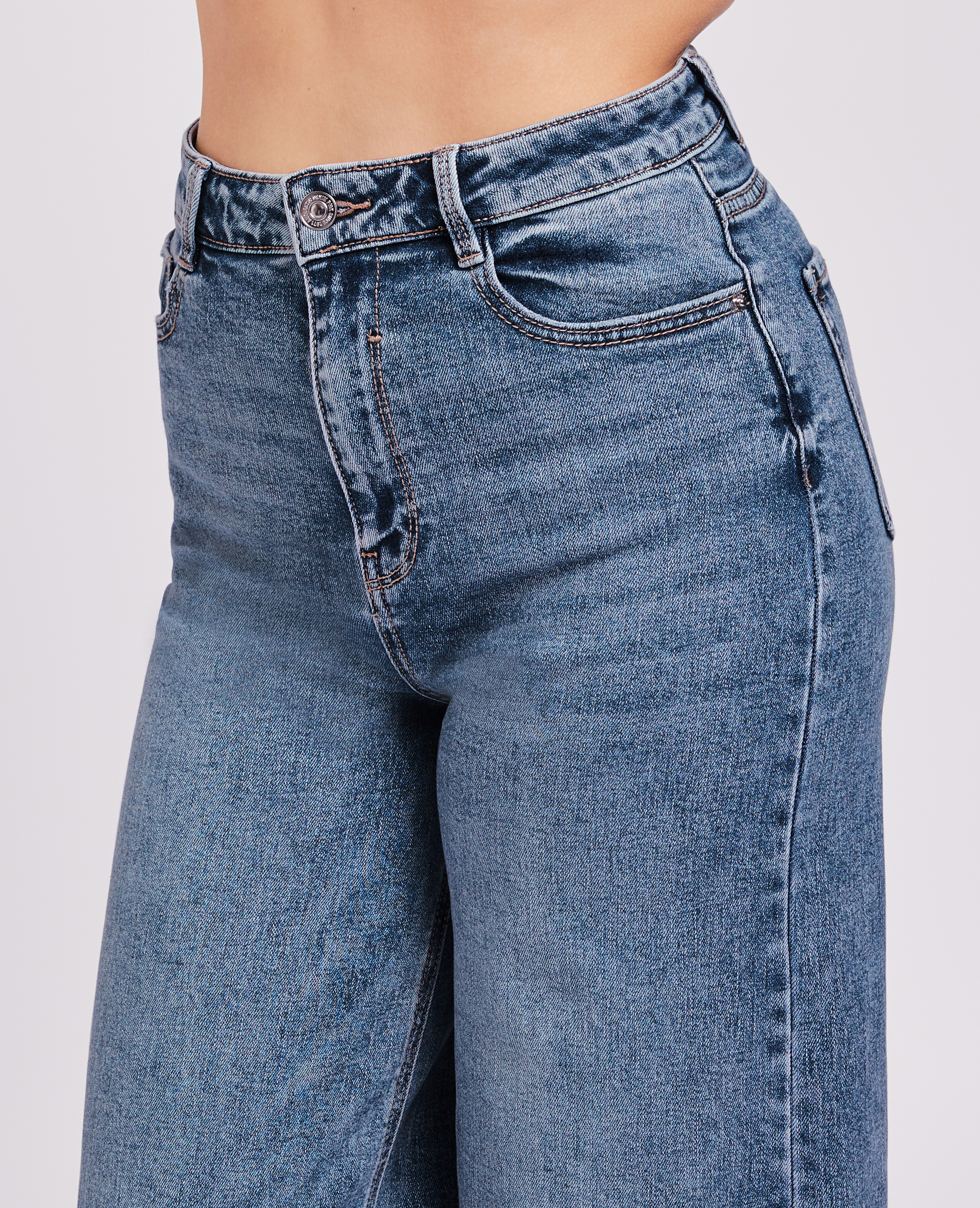 Jean large effet délavé bleu - Pimkie