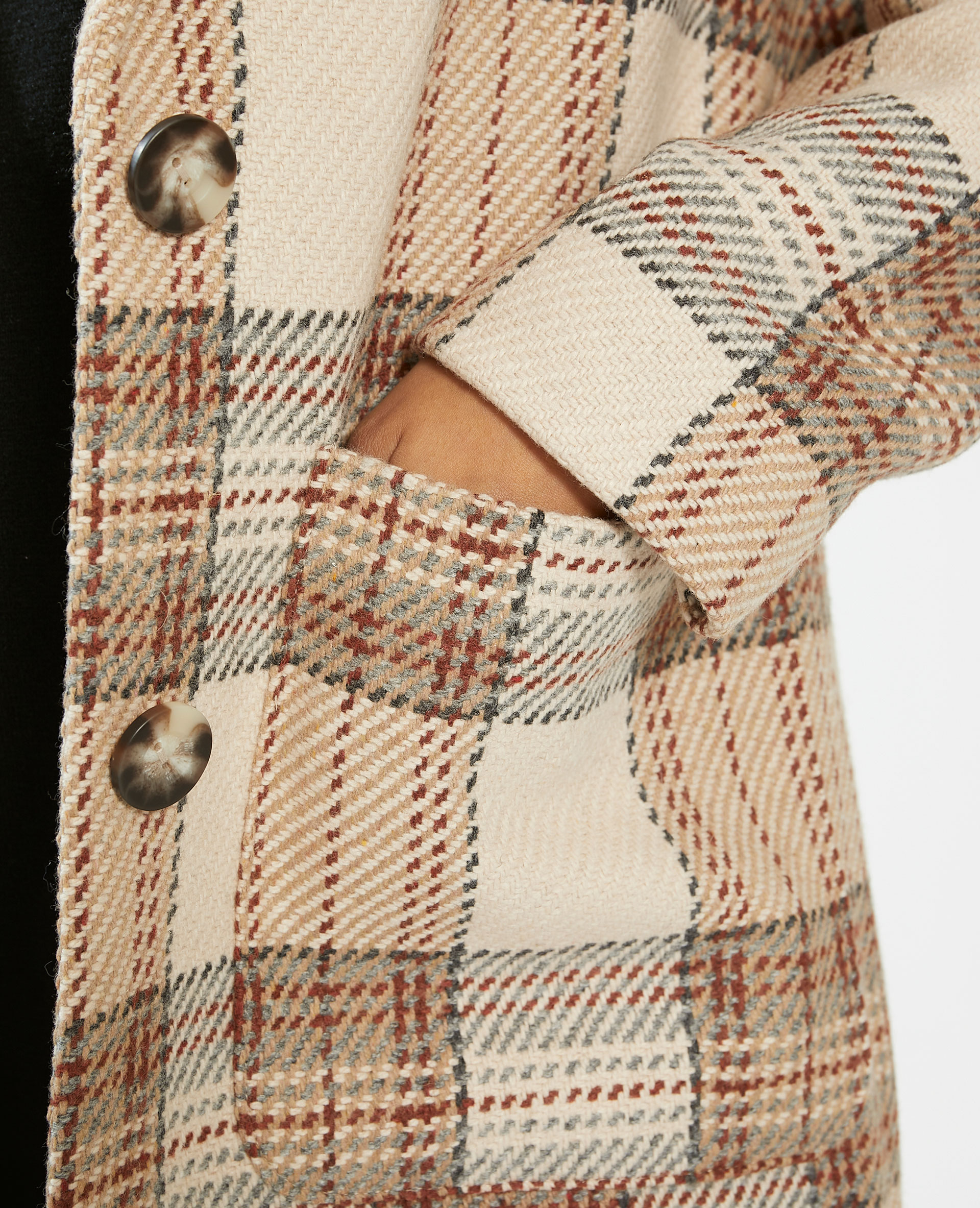 Manteau long à carreaux taupe - Pimkie