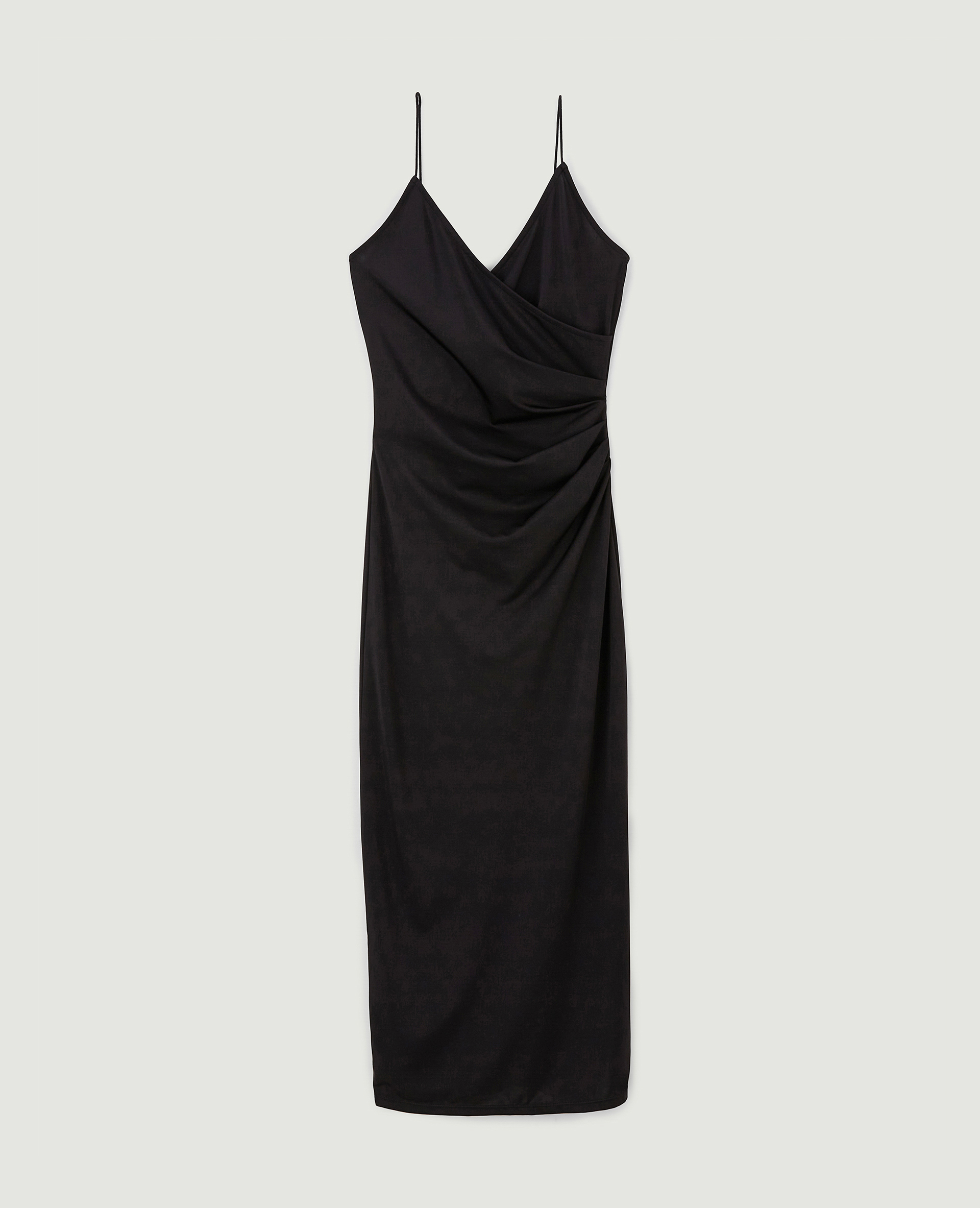 Robe midi cache-cœur en maille satinée noir - Pimkie