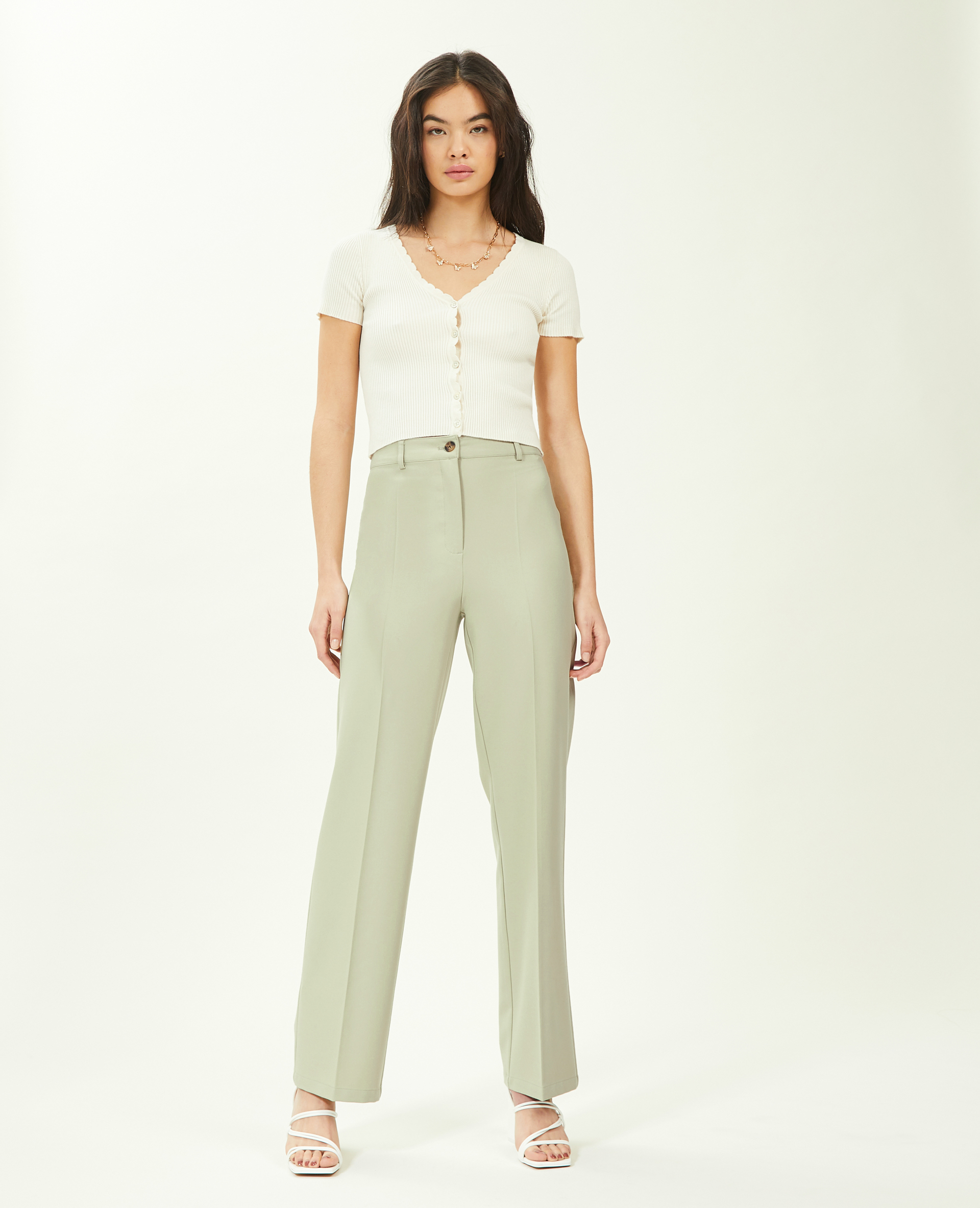 Pantalon droit city vert de gris - Pimkie