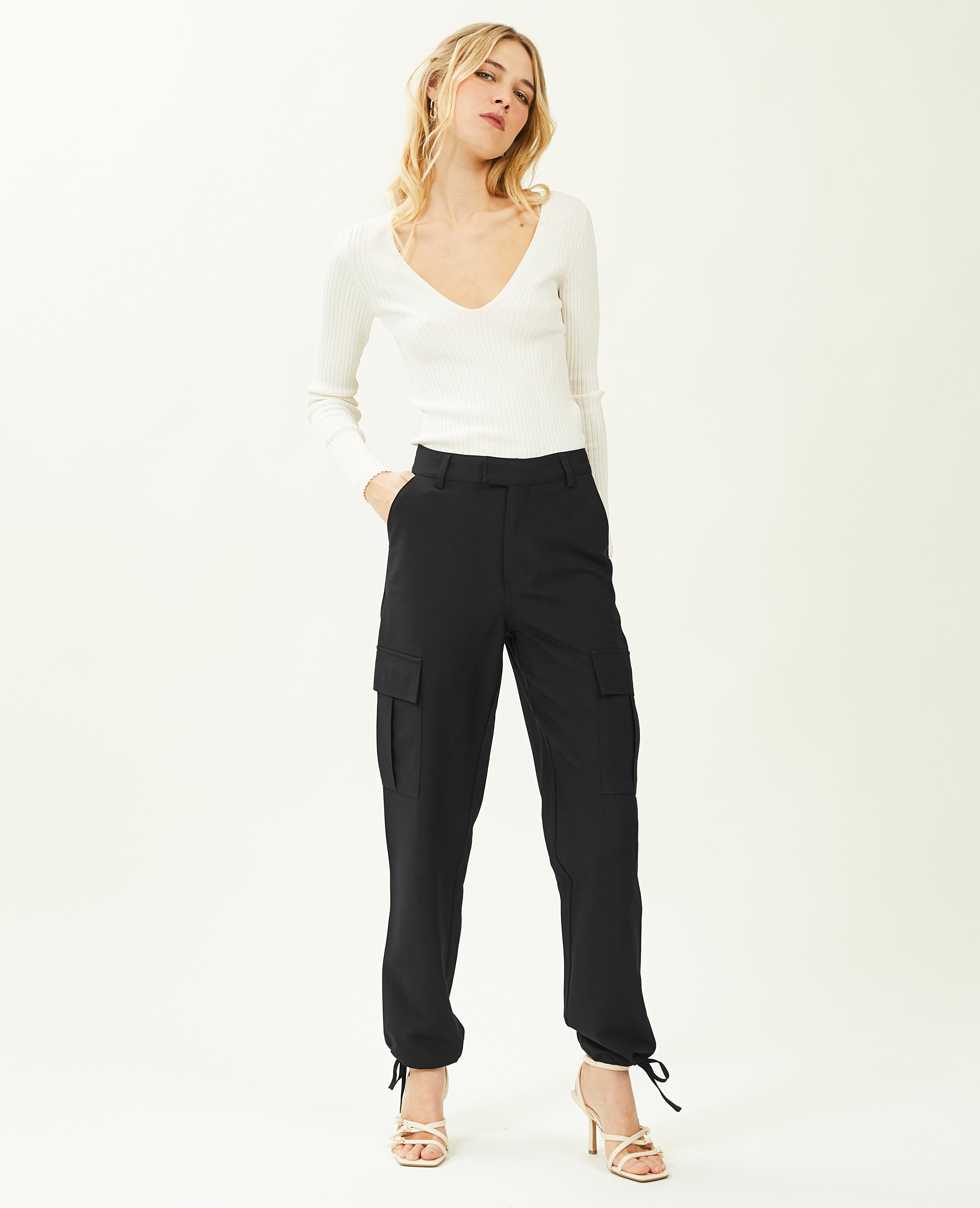 Pantalon cargo bas resserrables noir - Pimkie