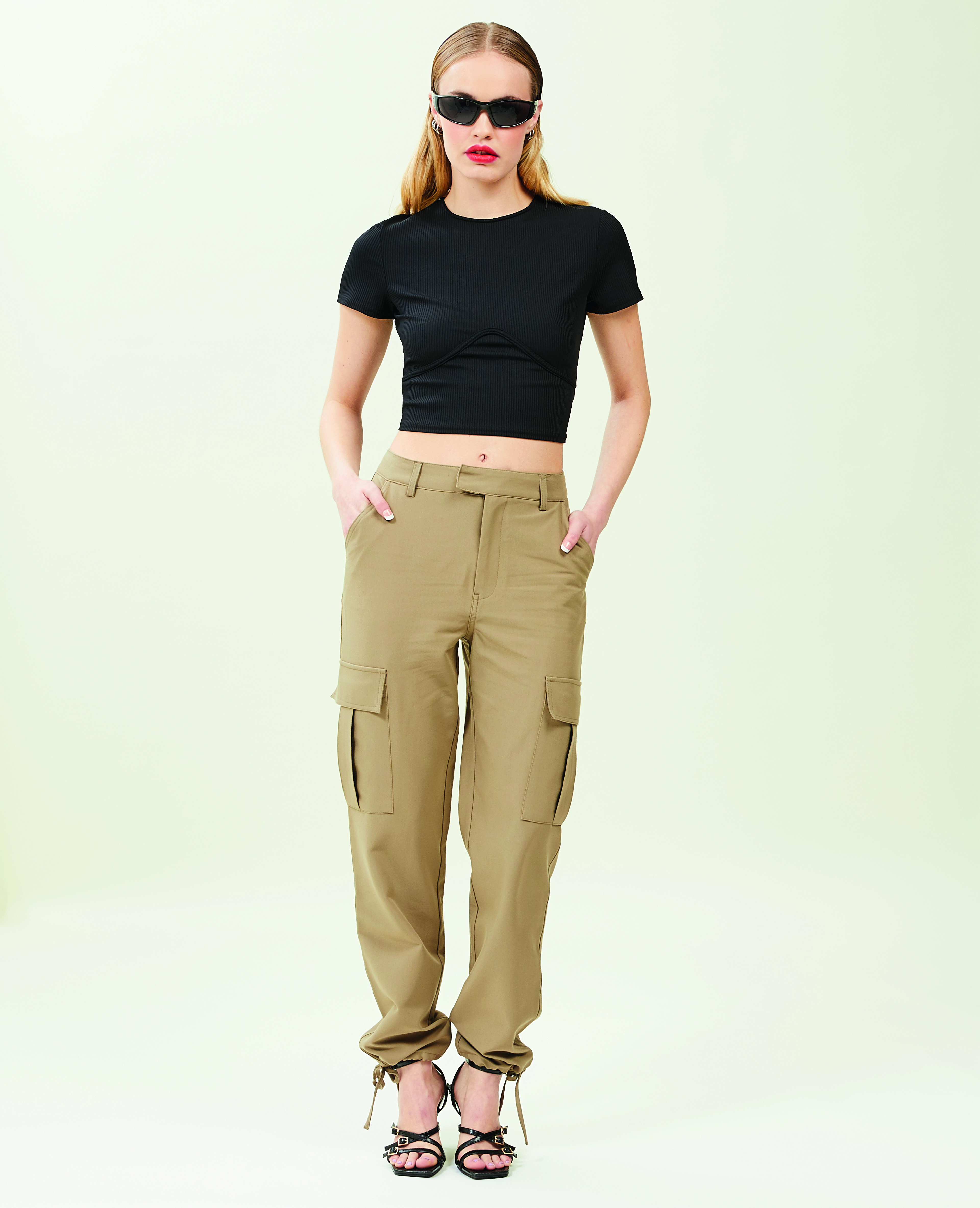 Pantalon cargo bas resserrables vert kaki - Pimkie