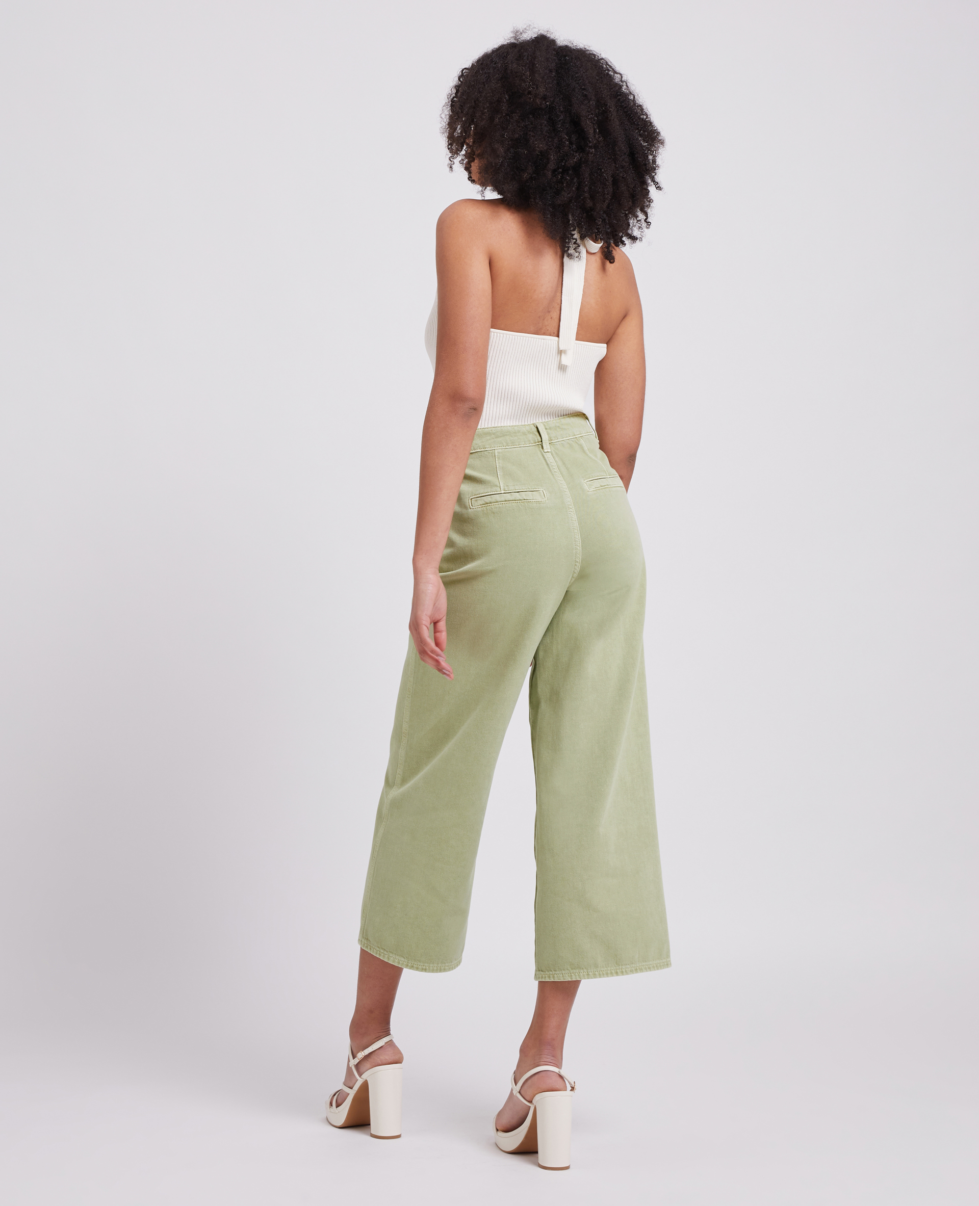 Jean wide taille haute vert de gris - Pimkie